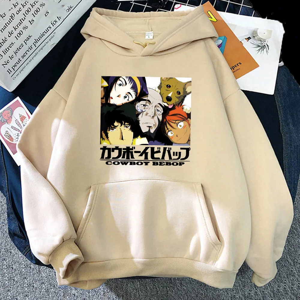 Anime Cowboy Bebop Spiegel Spike Valentine Faye Black Jet Hoodies Fashion Casual Oversized Sweatshirt