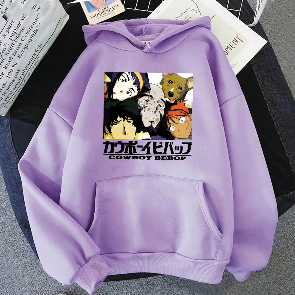 Anime Cowboy Bebop Spiegel Spike Valentine Faye Black Jet Hoodies Fashion Casual Oversized Sweatshirt
