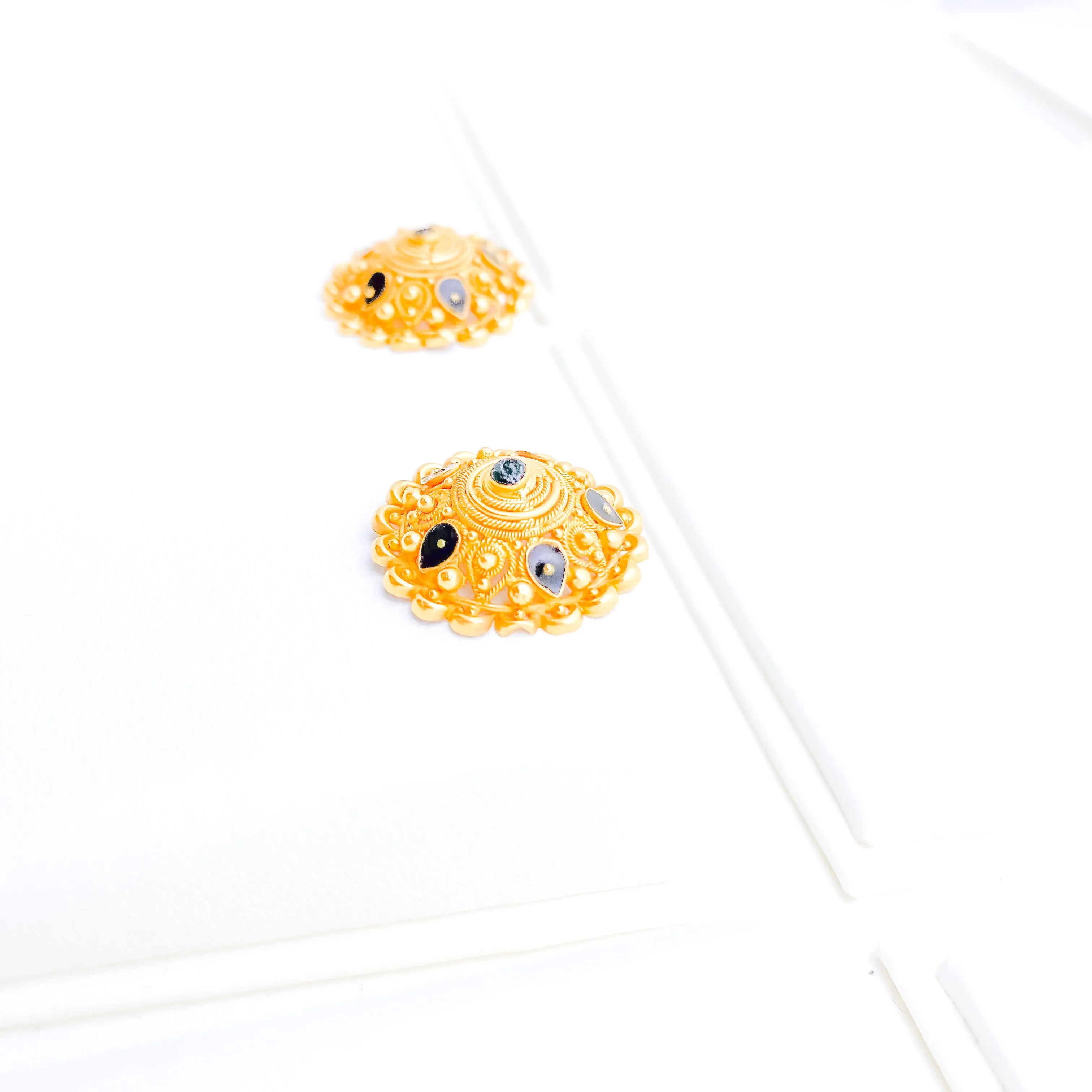 Antique Finish with Enamel Earrings