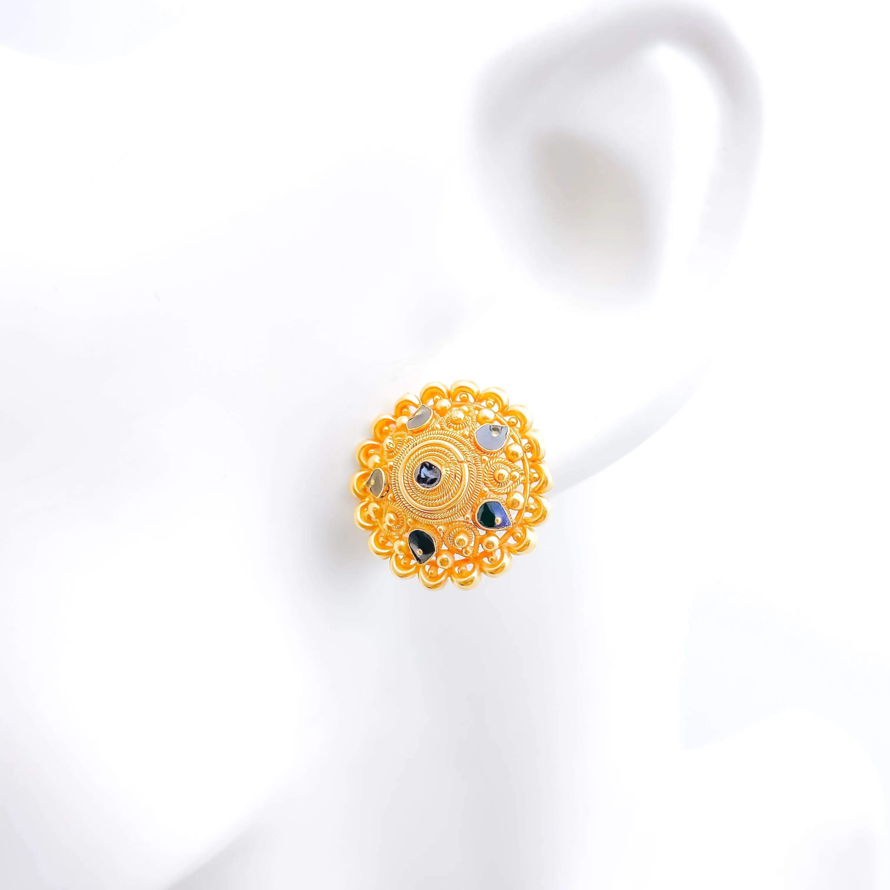Antique Finish with Enamel Earrings