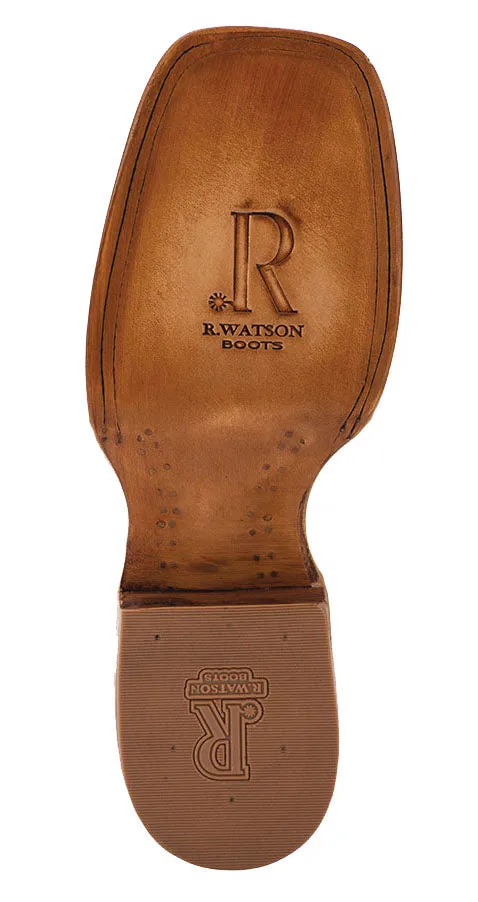 Antique Saddle Smooth Ostrich Broad Square Toe Boots from R.Watson Boots