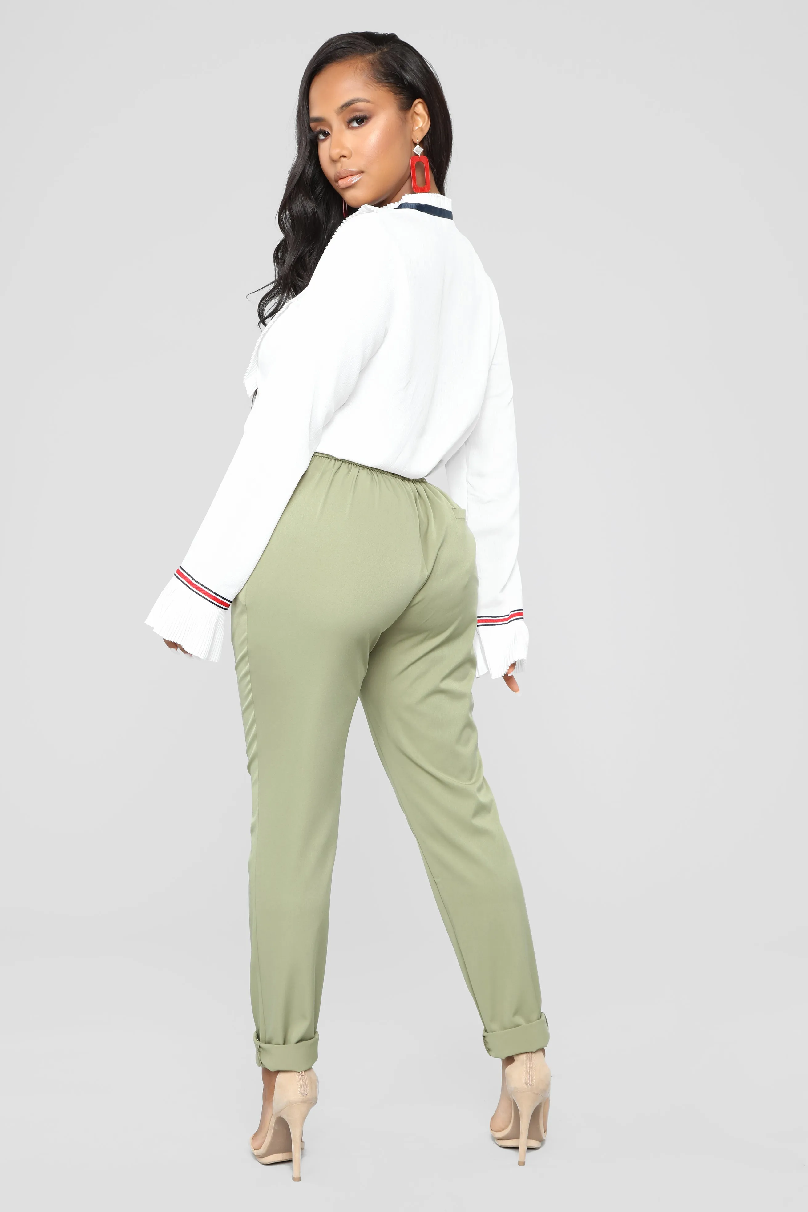 Audrina Cuffed Pants - Olive
