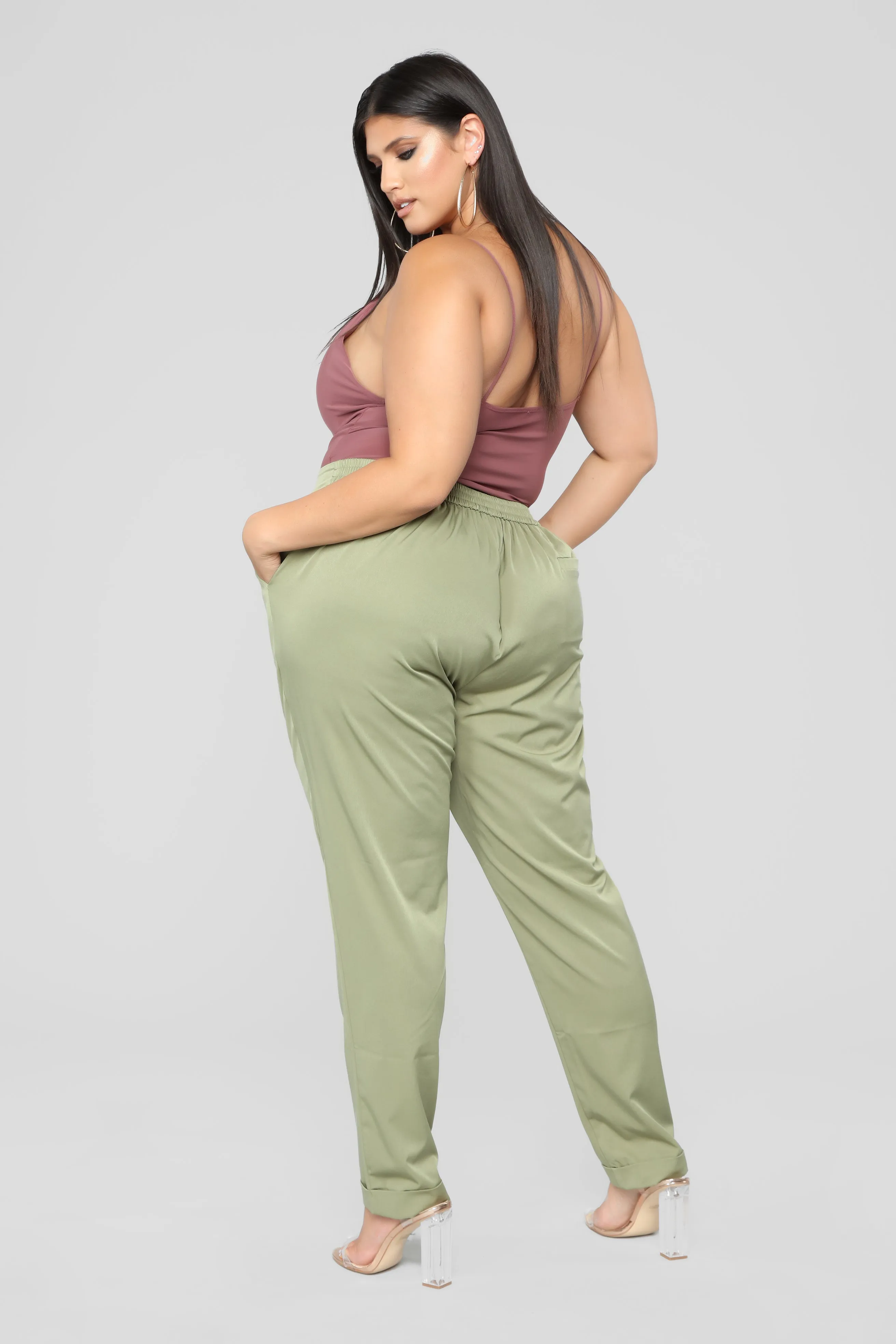 Audrina Cuffed Pants - Olive