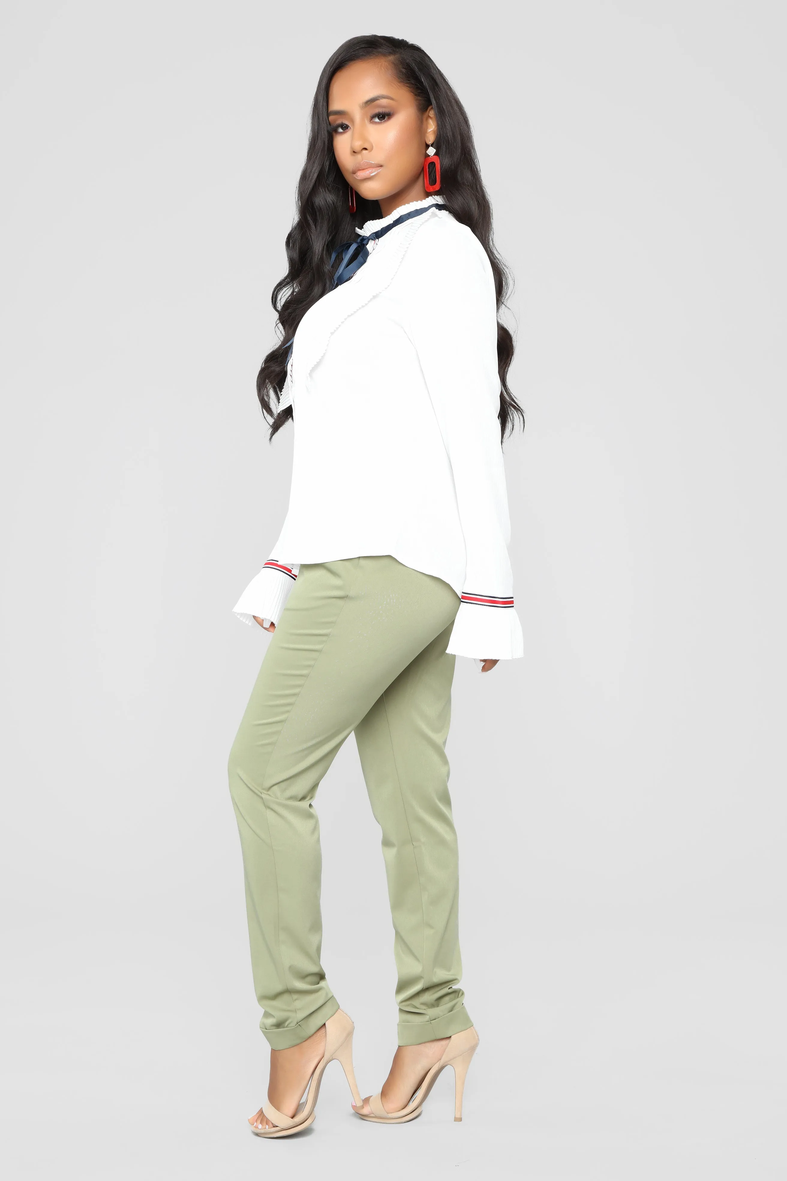 Audrina Cuffed Pants - Olive