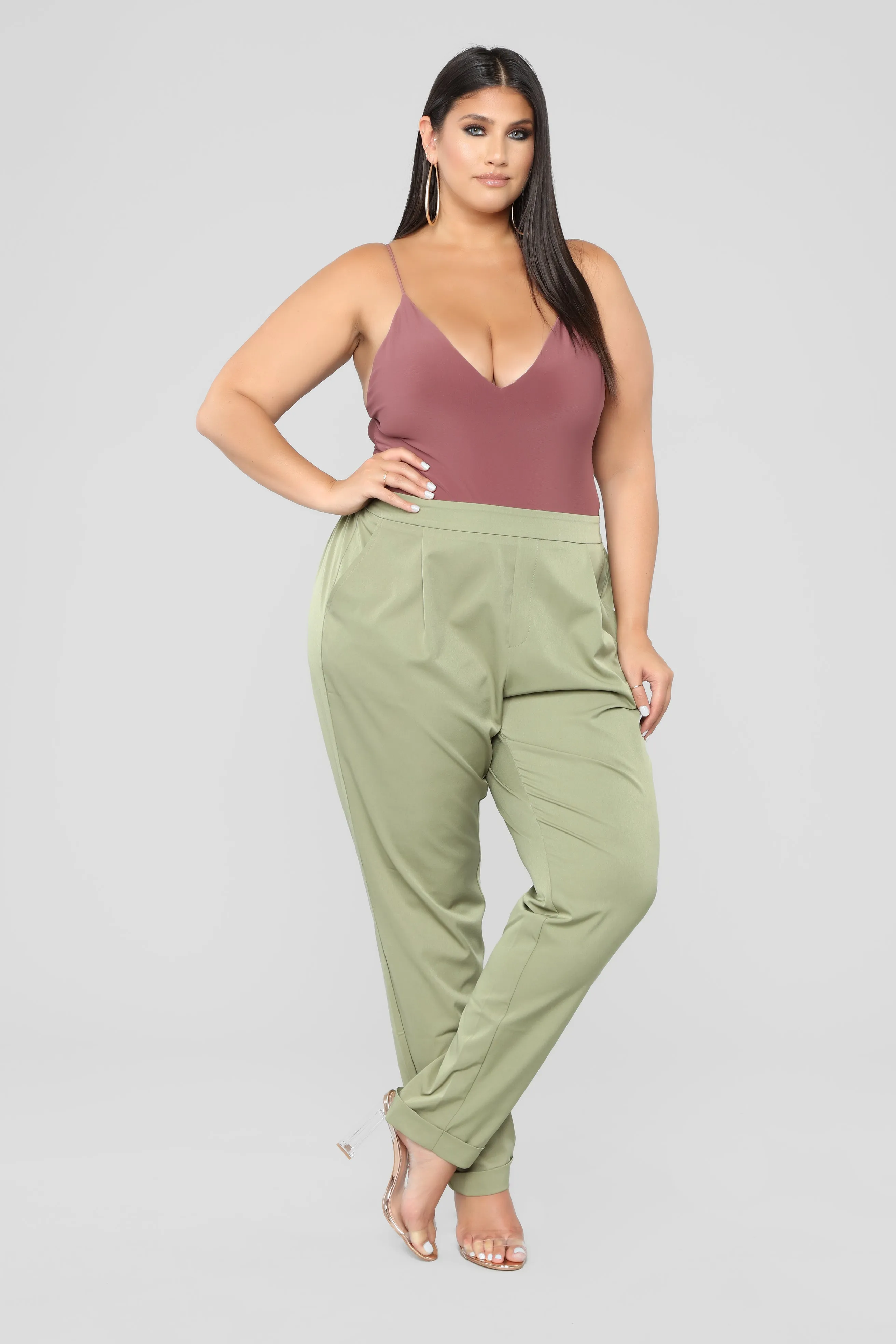 Audrina Cuffed Pants - Olive