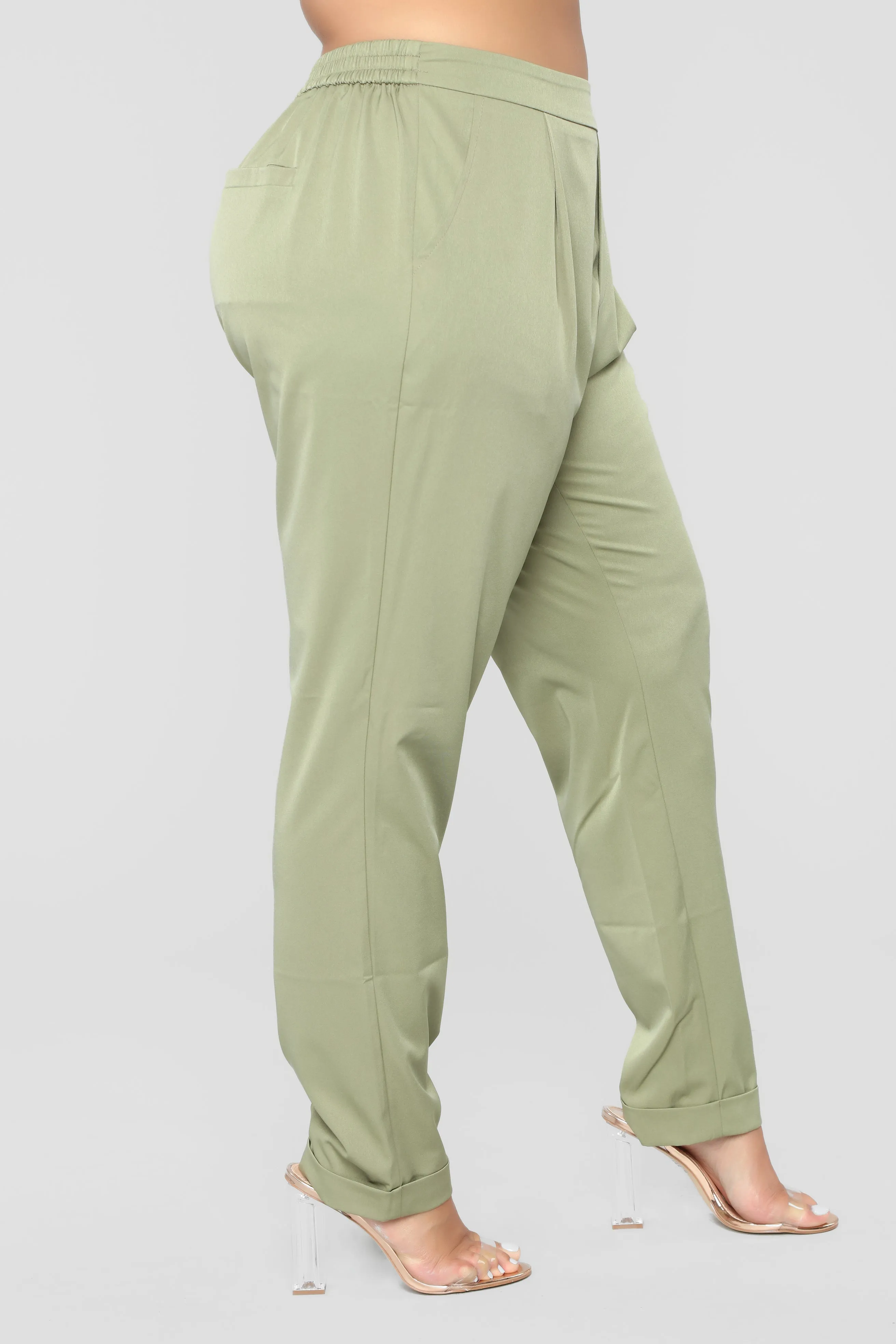 Audrina Cuffed Pants - Olive