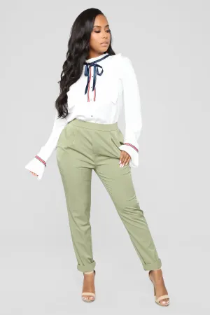 Audrina Cuffed Pants - Olive