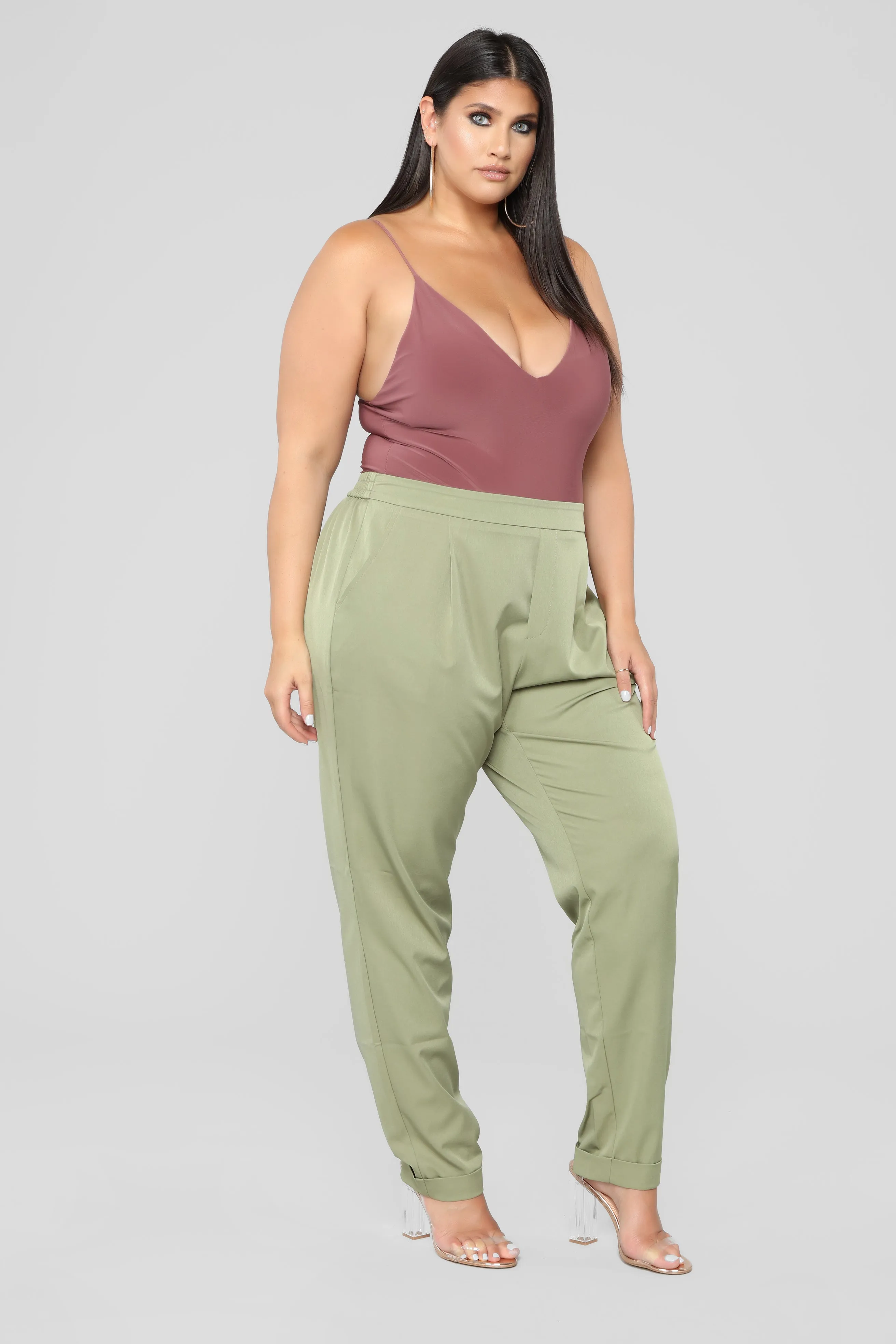 Audrina Cuffed Pants - Olive