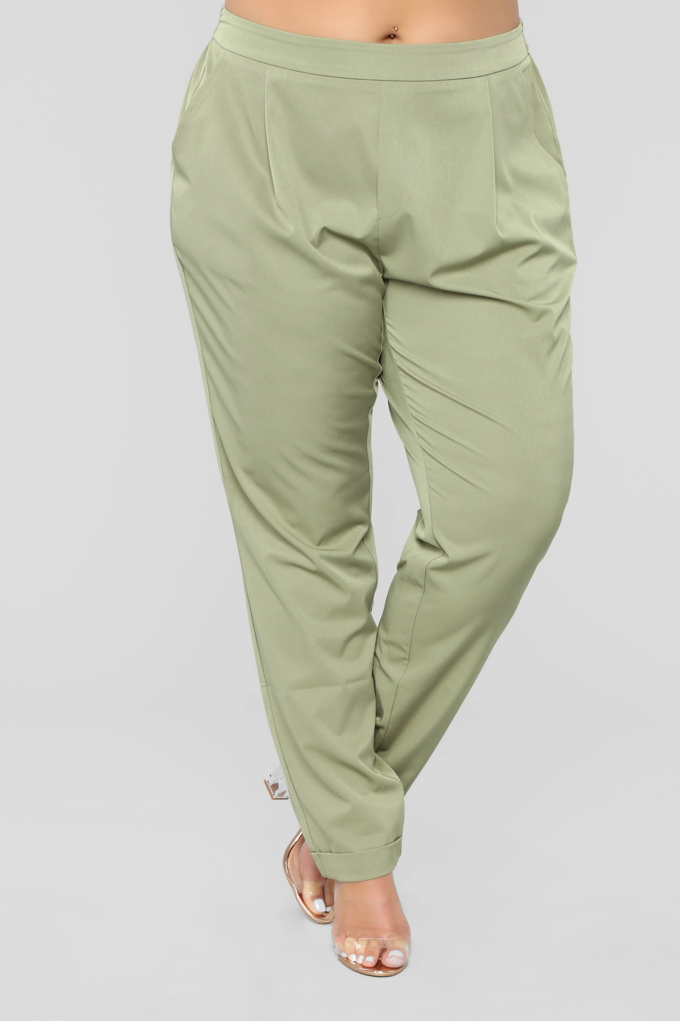 Audrina Cuffed Pants - Olive