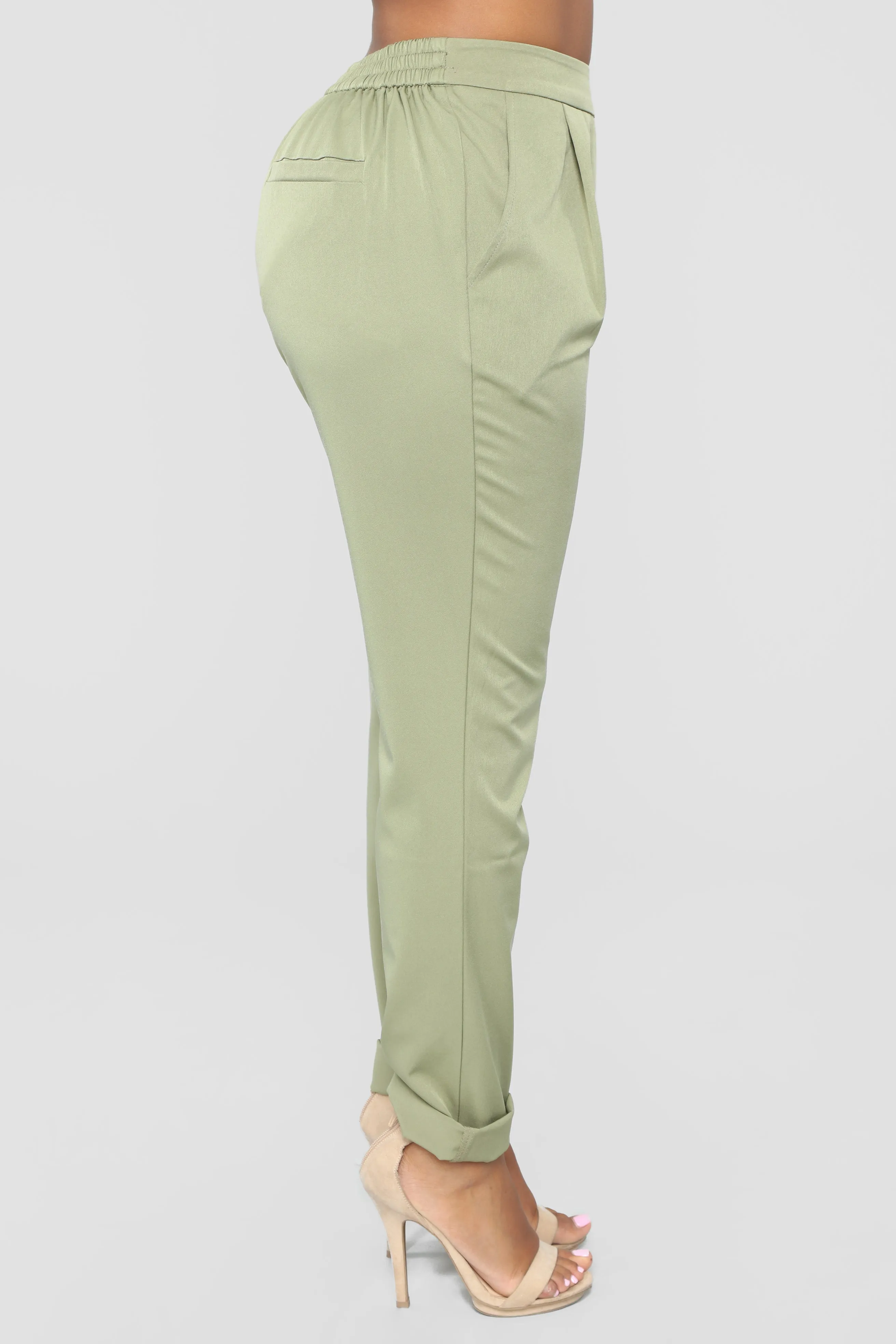 Audrina Cuffed Pants - Olive