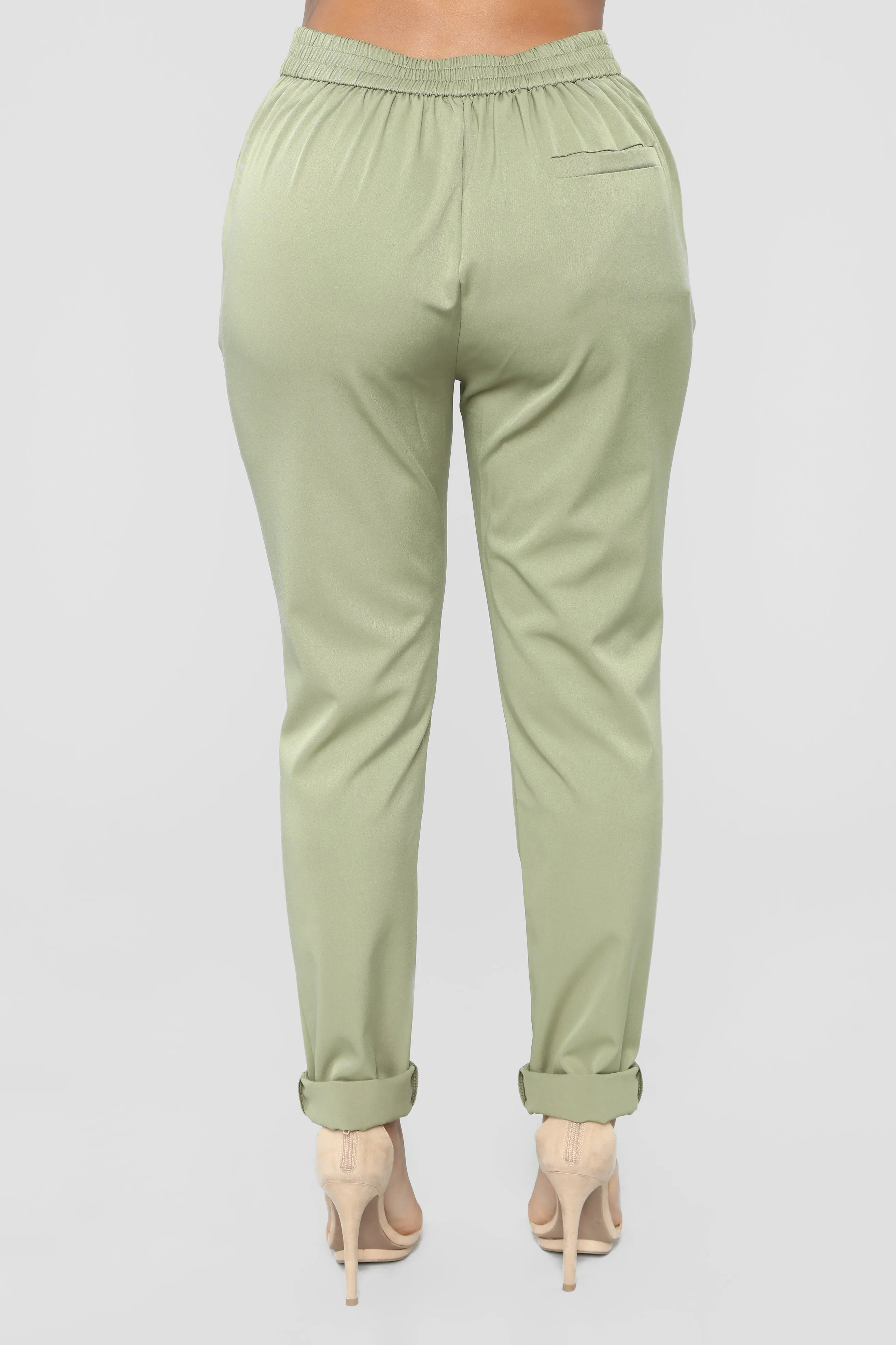 Audrina Cuffed Pants - Olive