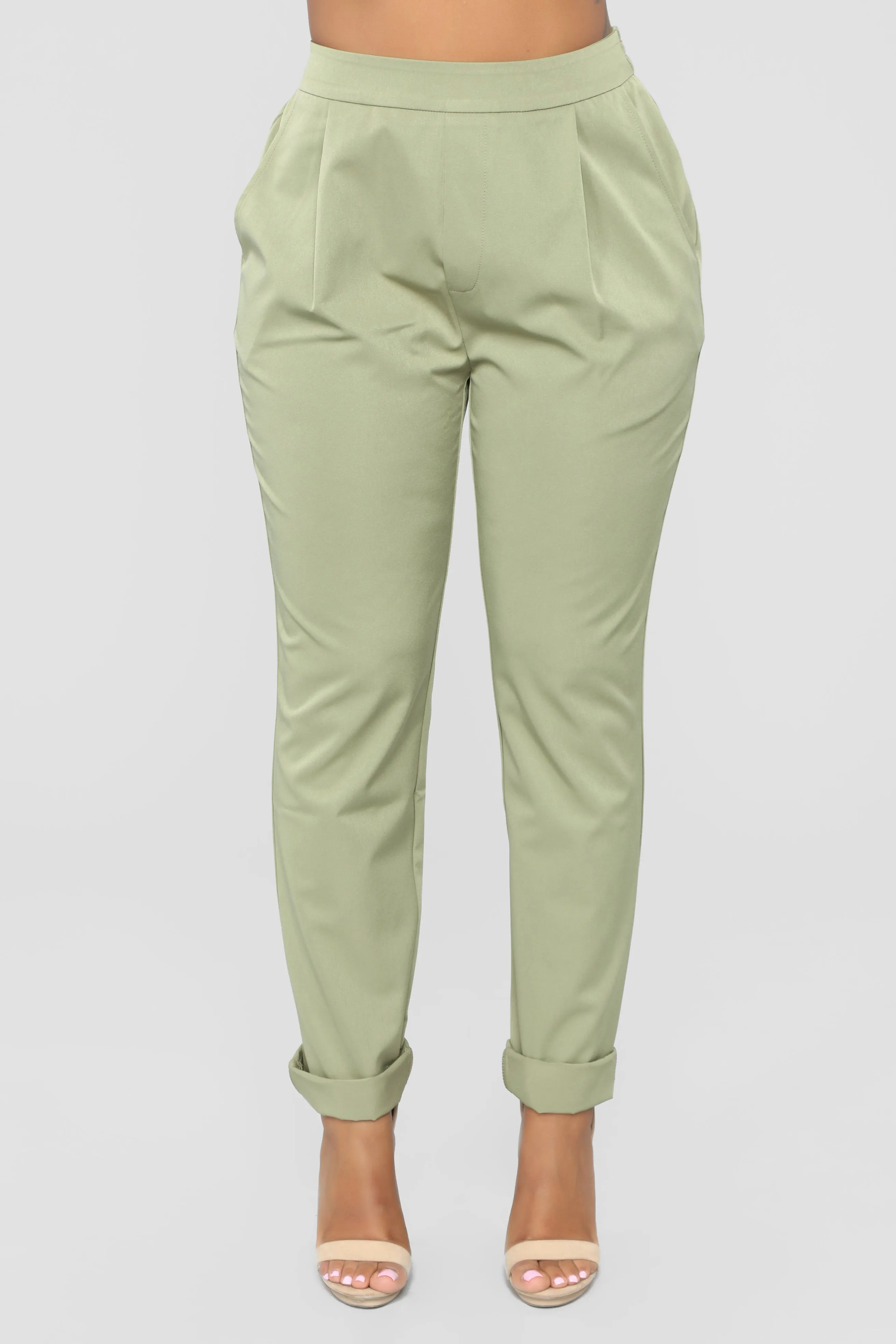 Audrina Cuffed Pants - Olive