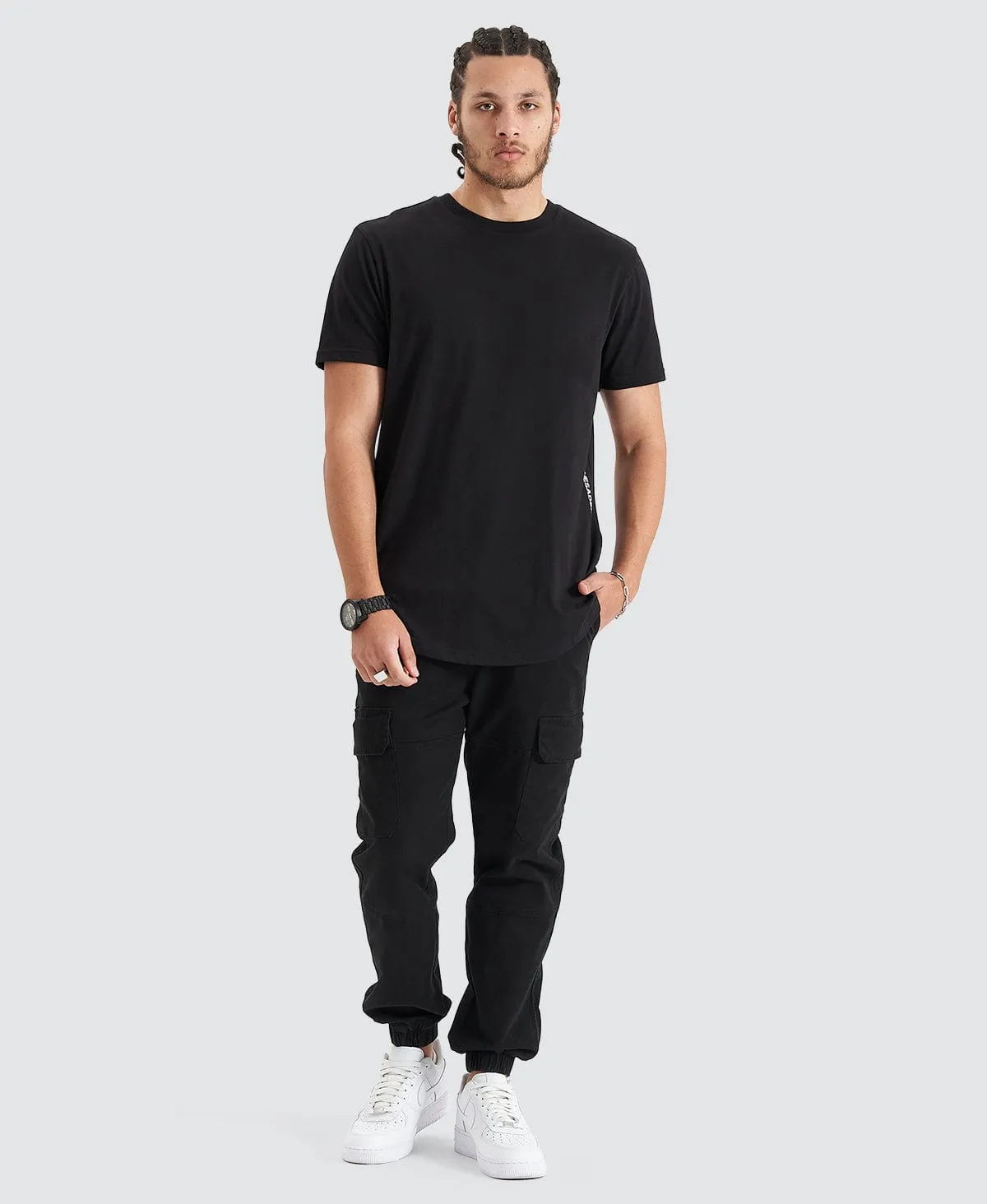 Back Rank Dual Curved Tee Jet Black