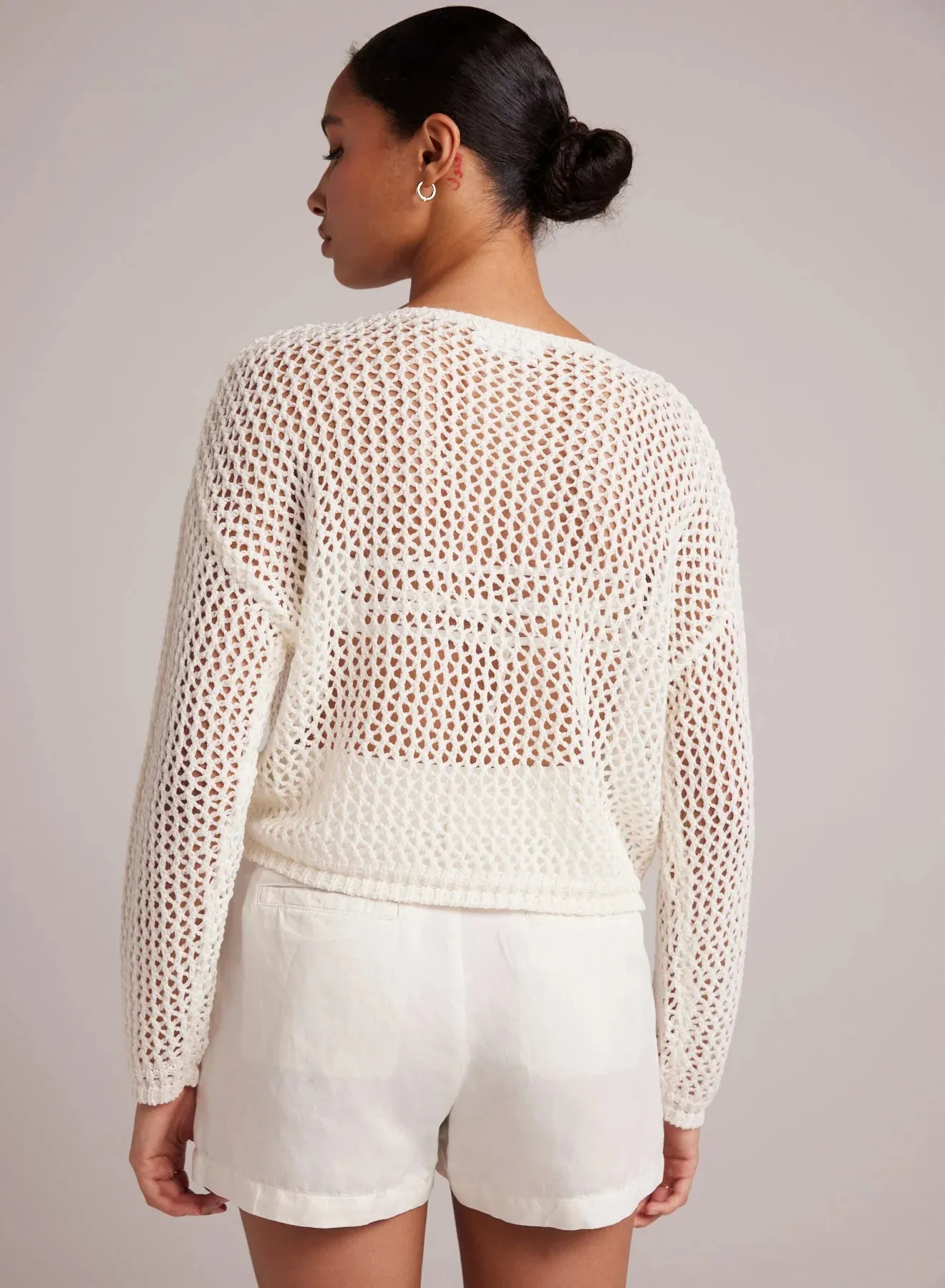 BEL Holey Dropped Shoulder Sweater in Off White