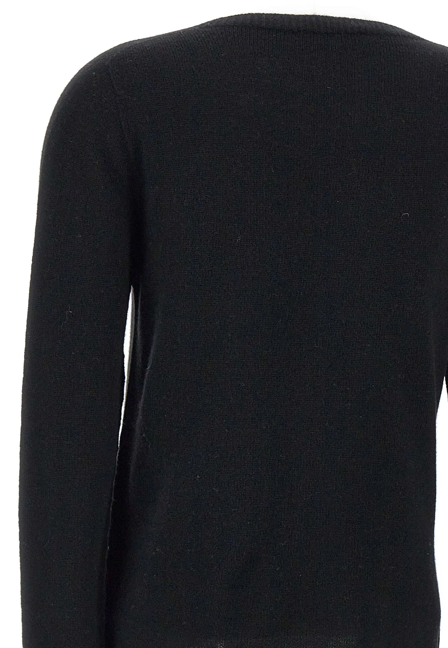 Black Wool Sweater with Boat Neck