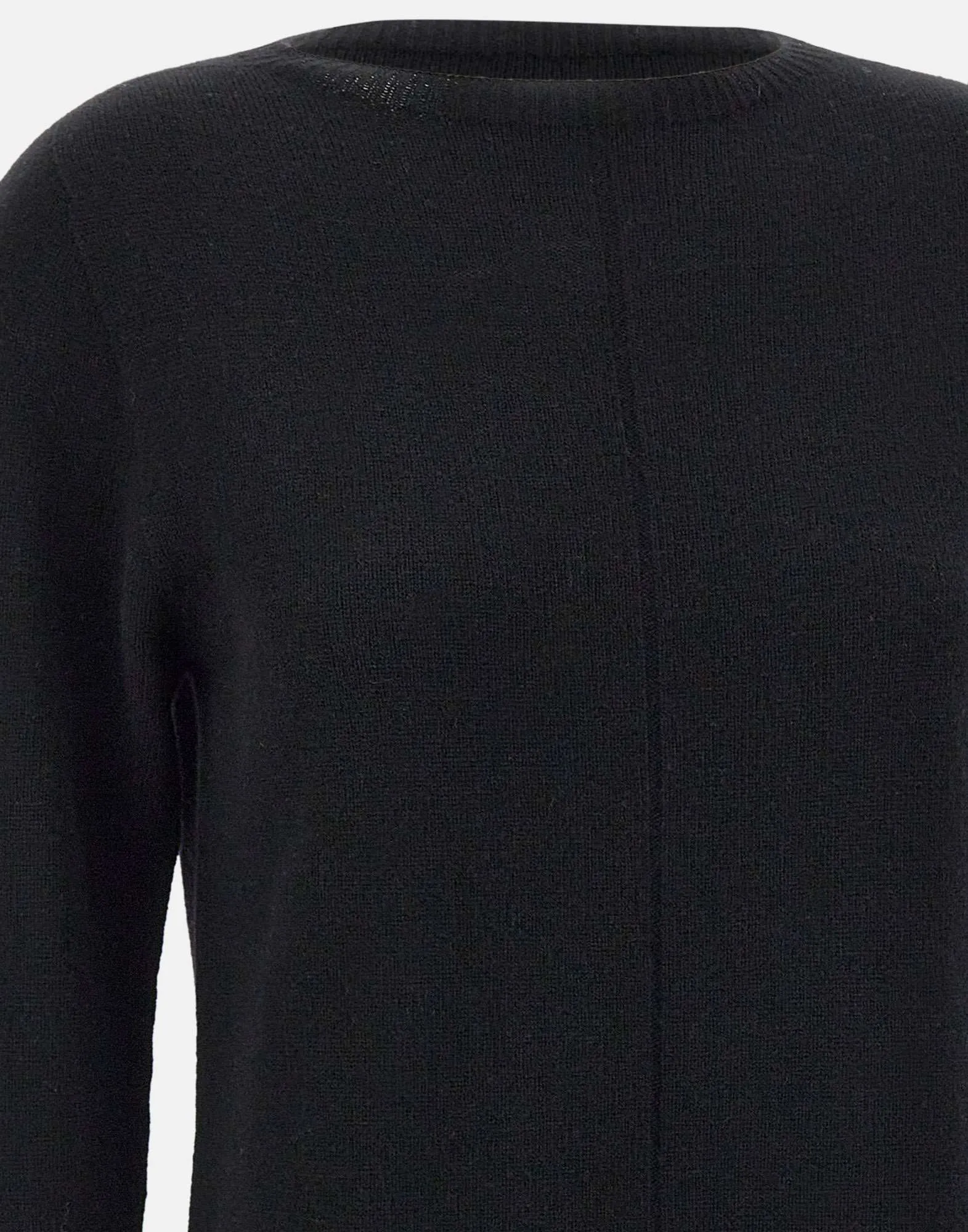 Black Wool Sweater with Boat Neck