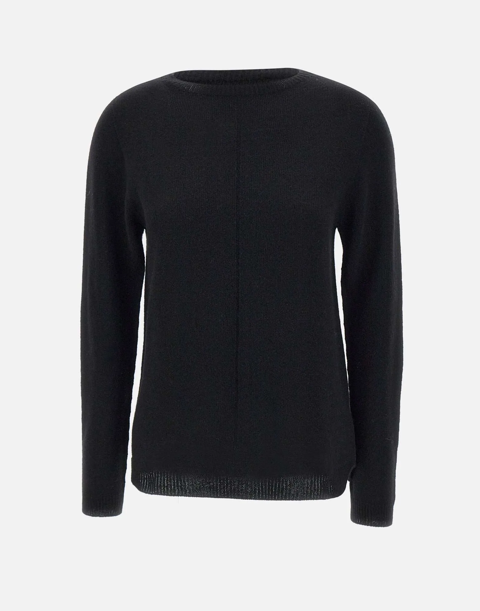 Black Wool Sweater with Boat Neck
