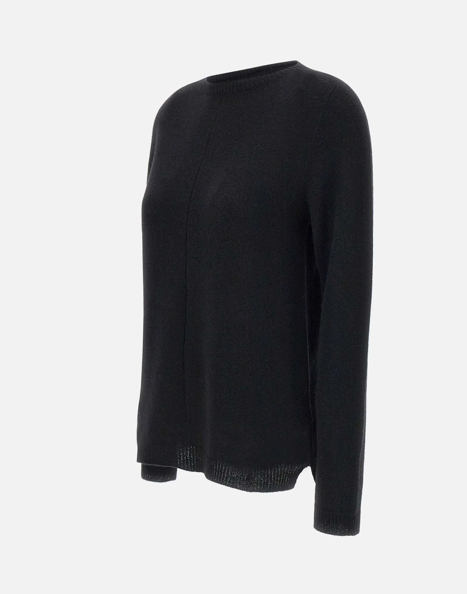Black Wool Sweater with Boat Neck