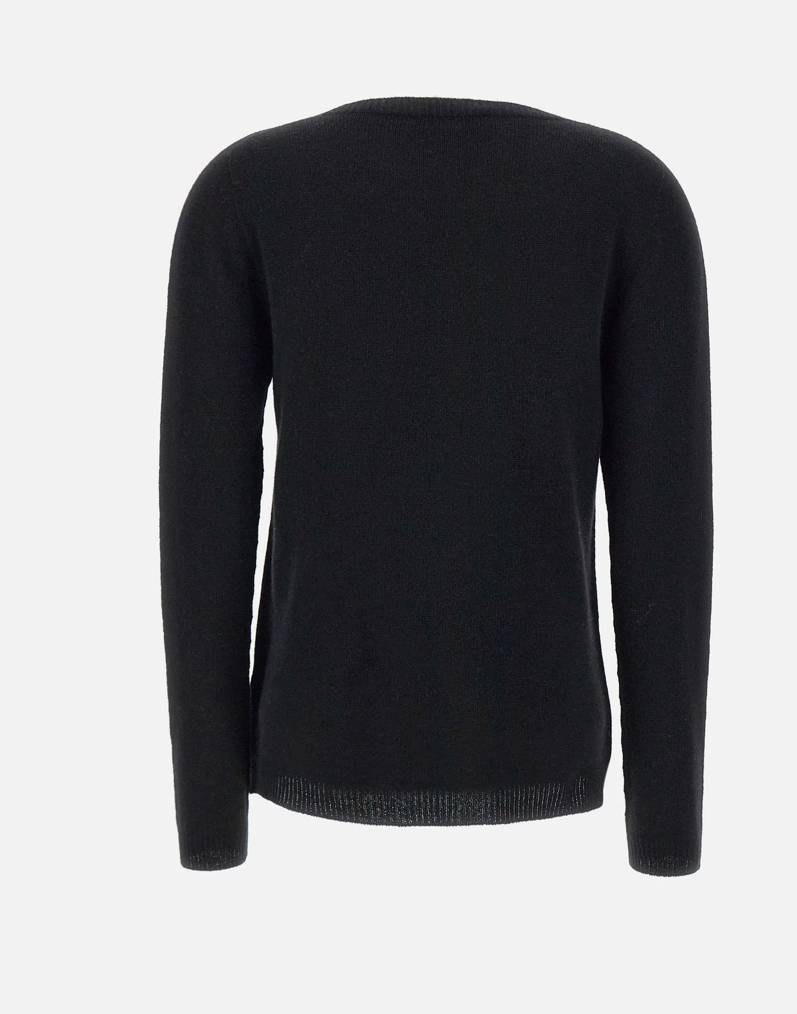 Black Wool Sweater with Boat Neck