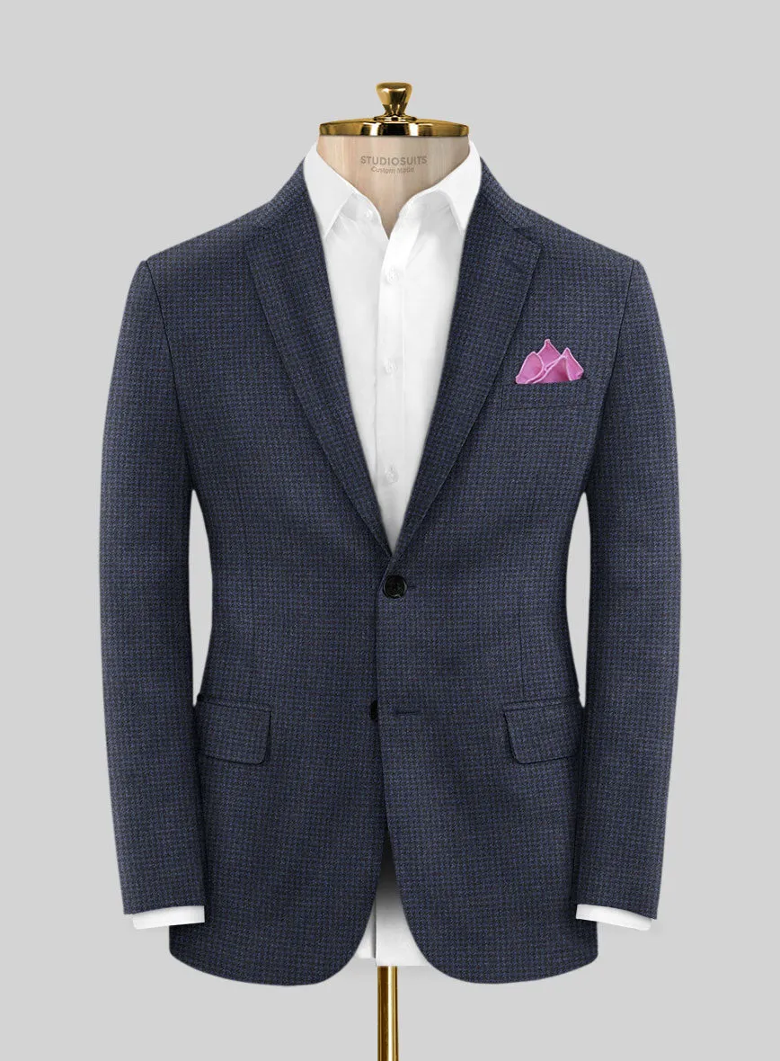 Caccioppoli Arixa Houndstooth Blue Wool Jacket