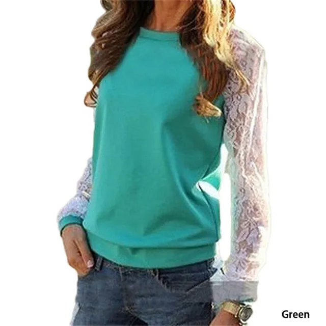 Casual Lace Patchwork Long Sleeve Sweatshirt