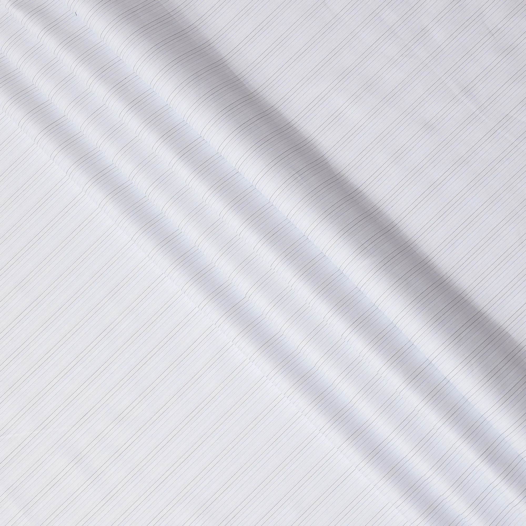 Classic White Striped 100% Cotton Shirting Fabric - Fine Weave, 150cm Width-D18569