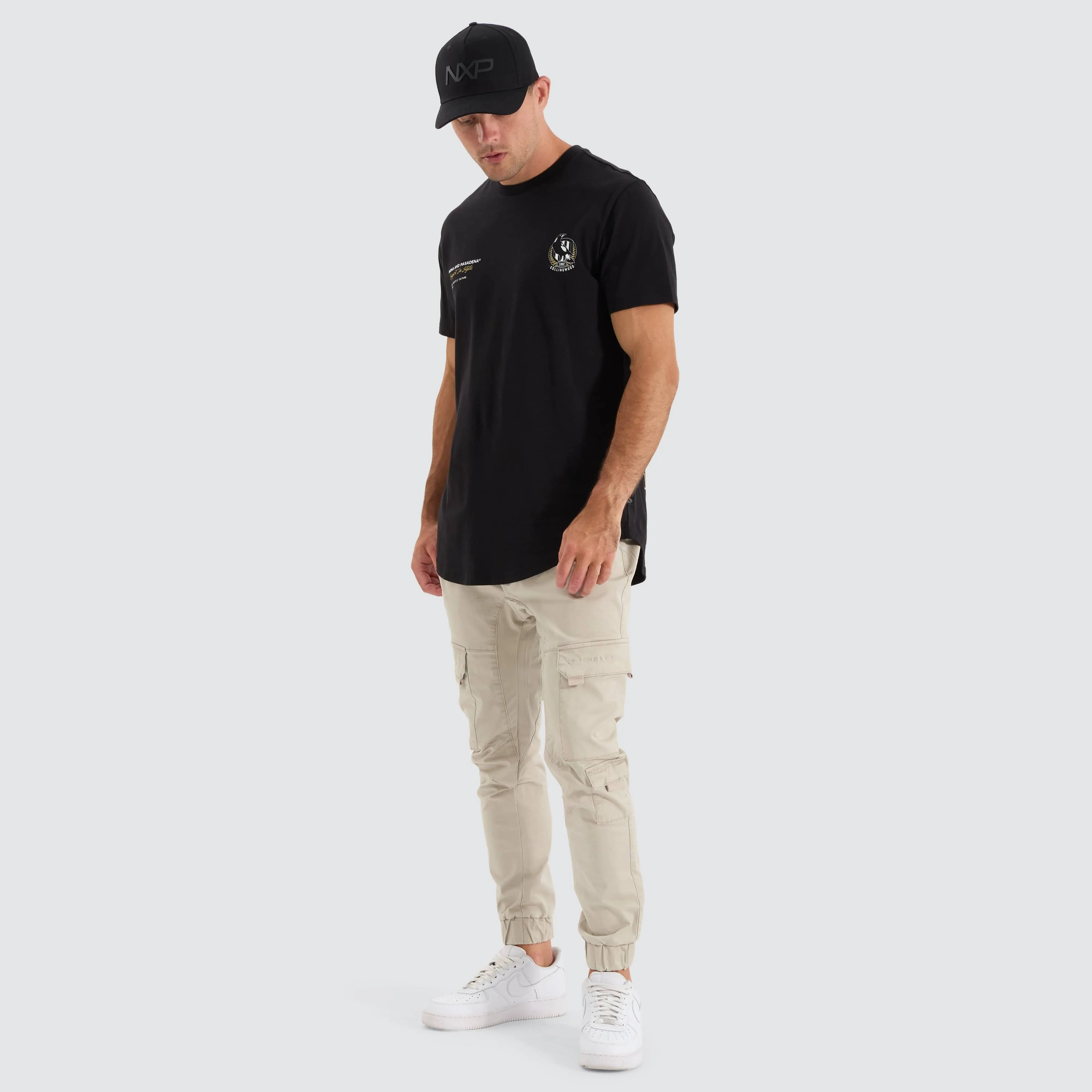 Collingwood Magpies AFL Dual Curved Tee Jet Black