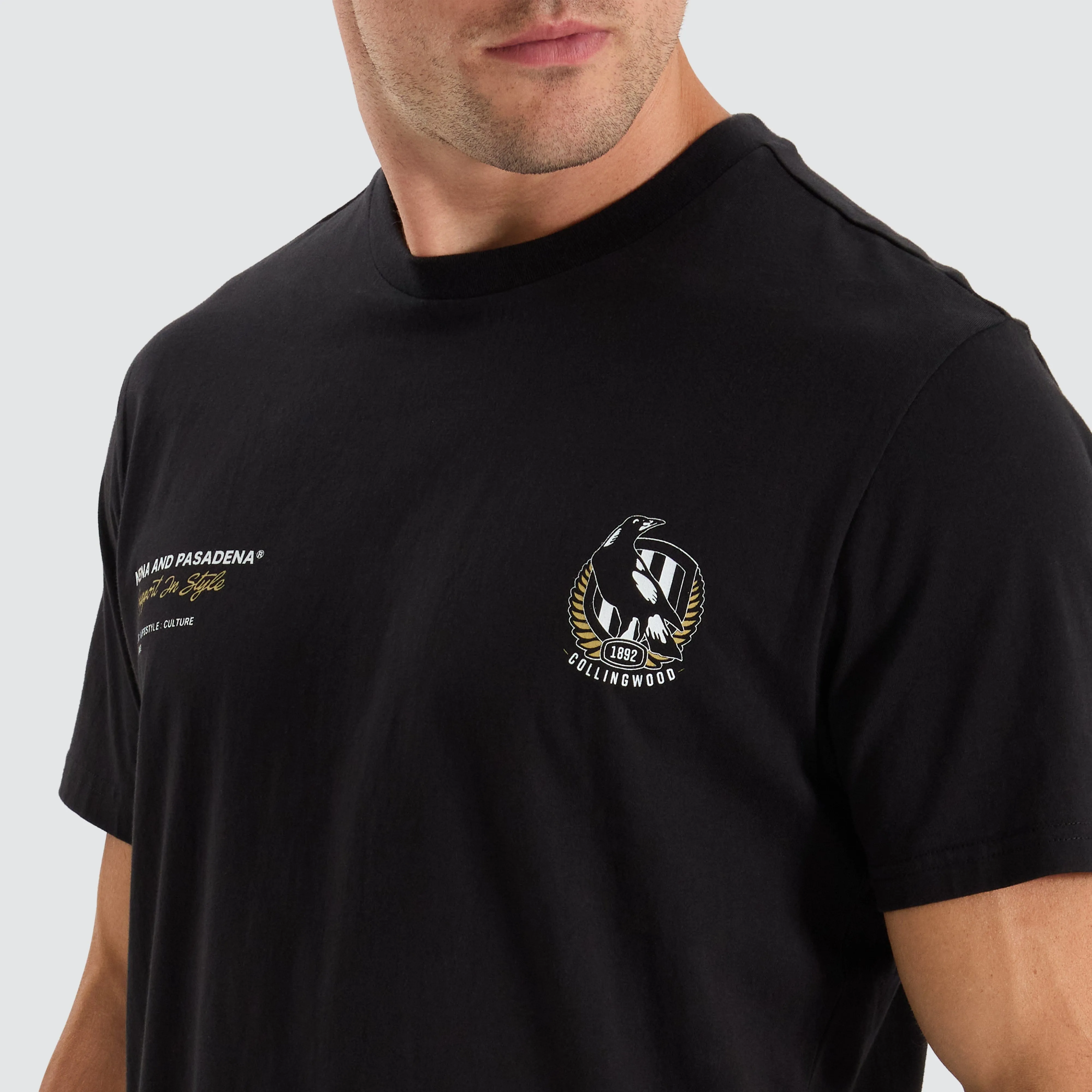 Collingwood Magpies AFL Dual Curved Tee Jet Black
