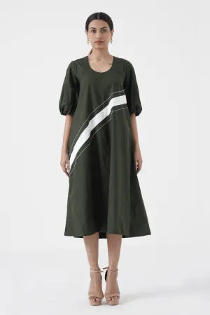Concord - U-neck slant patti long dress - Green