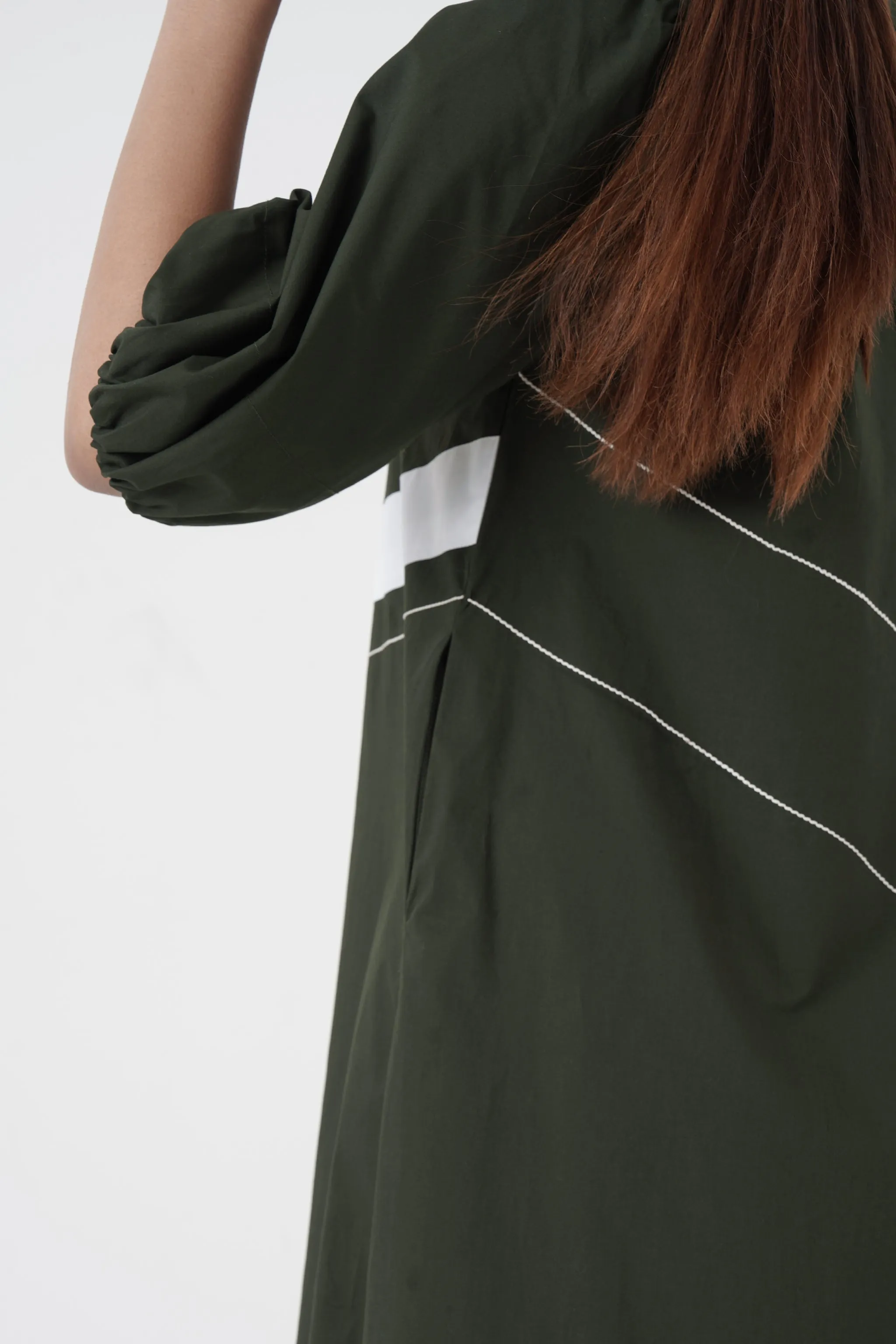 Concord - U-neck slant patti long dress - Green