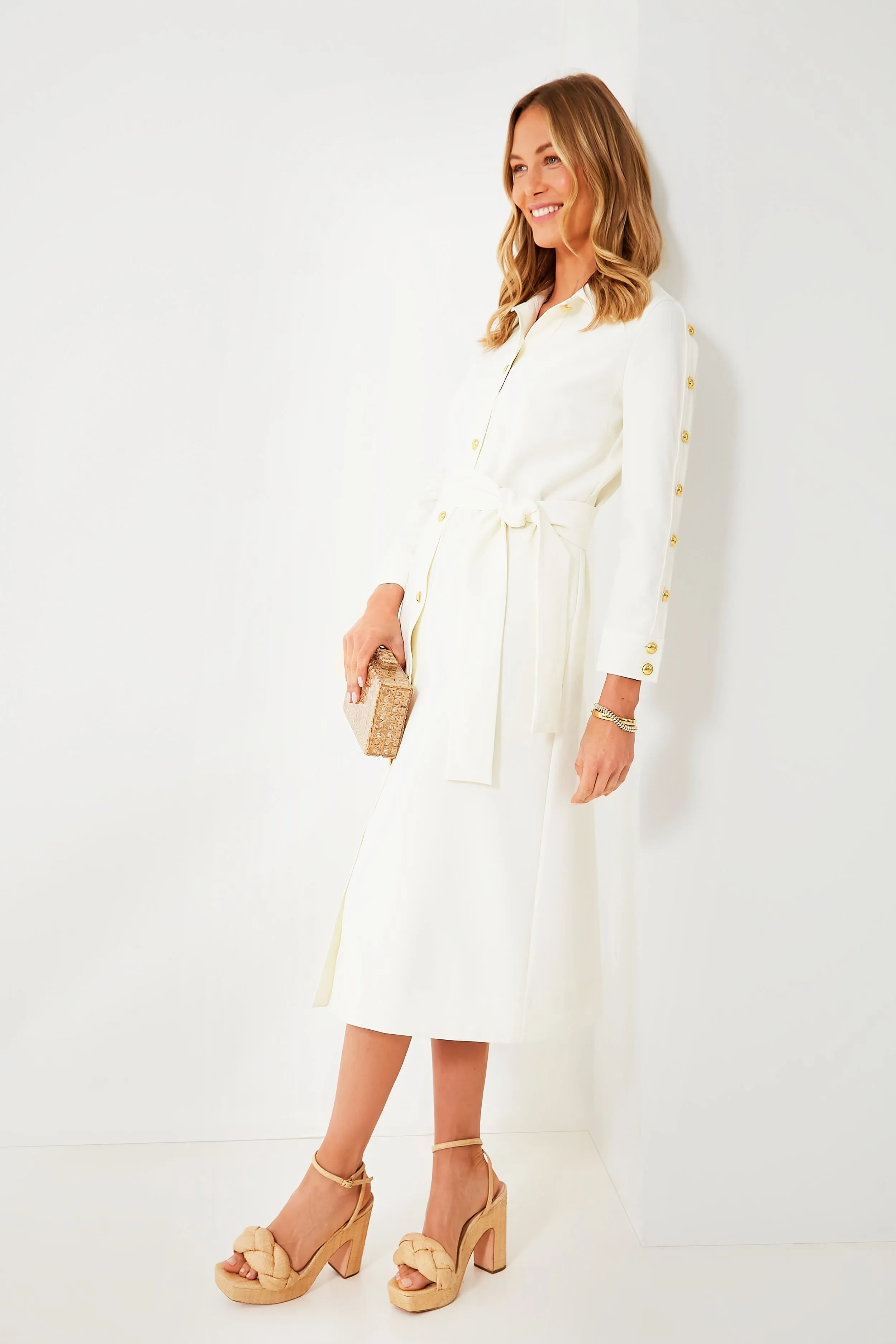 Cream Belted Sarah Dress