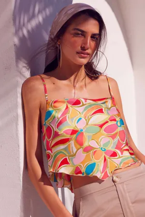 Dream On Floral Satin Handkerchief Cami Top