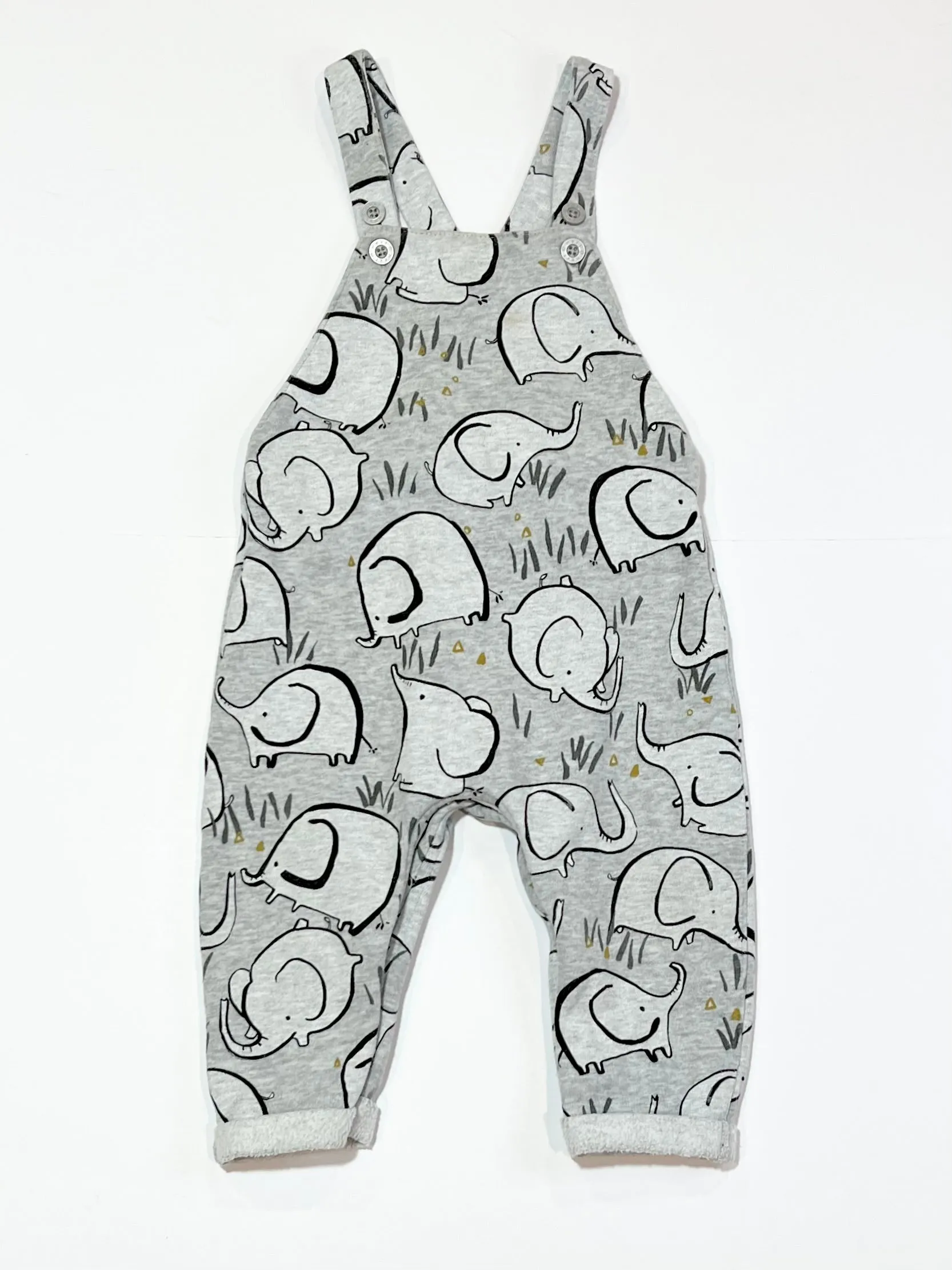 Elephant fleece overalls - Size 9-12 months