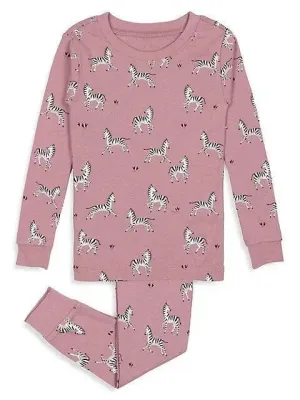 Girls 2-Piece Zebra-Print Pyjama Set-Purple | Petit Lem