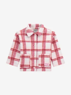 Guess Girls Check Bonded Cloth Jacket in Pink