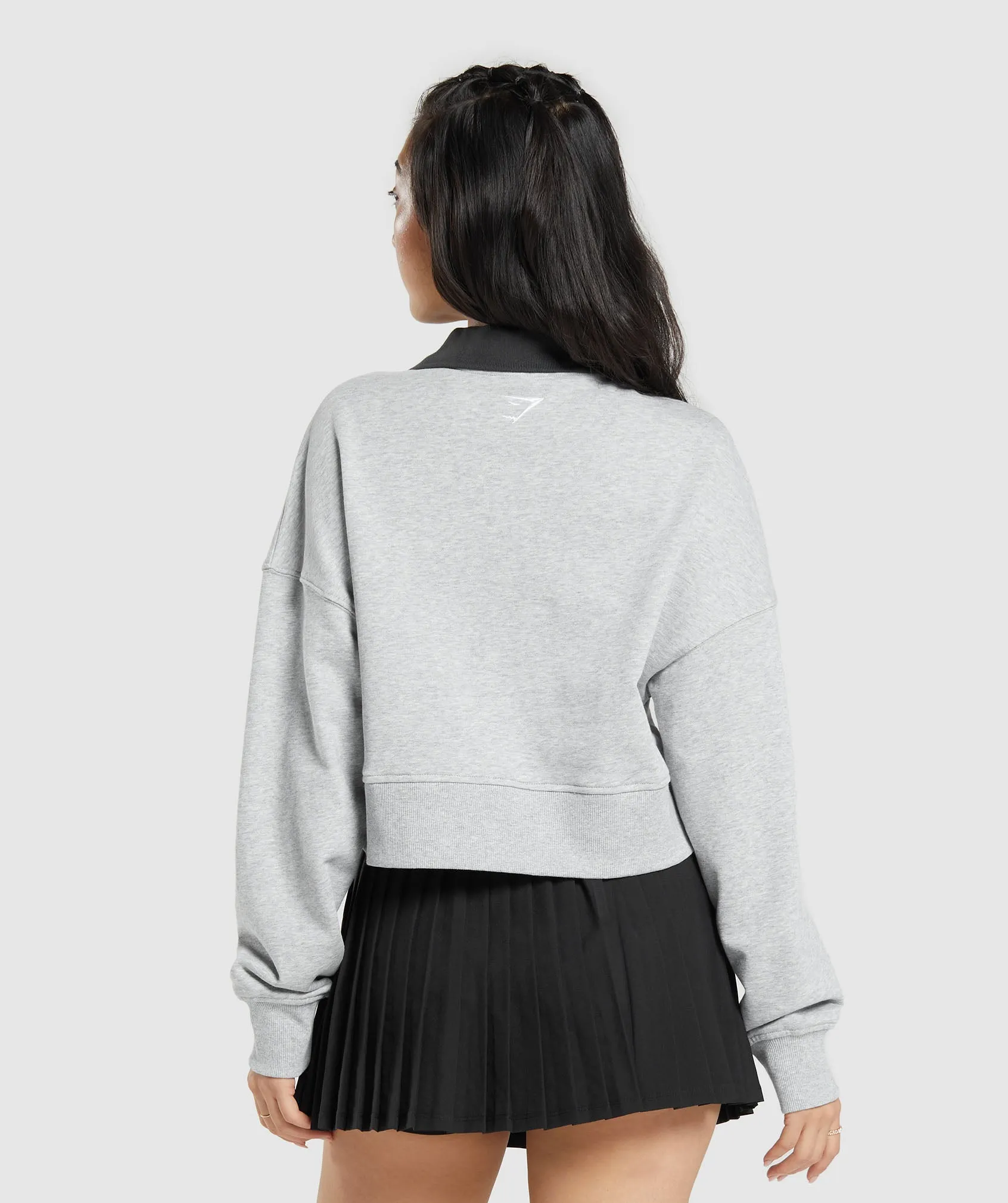Gymshark Outline Graphic Oversized 1/4 Zip Pullover - Light Grey Core Marl