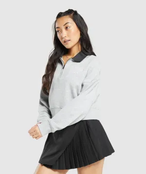 Gymshark Outline Graphic Oversized 1/4 Zip Pullover - Light Grey Core Marl