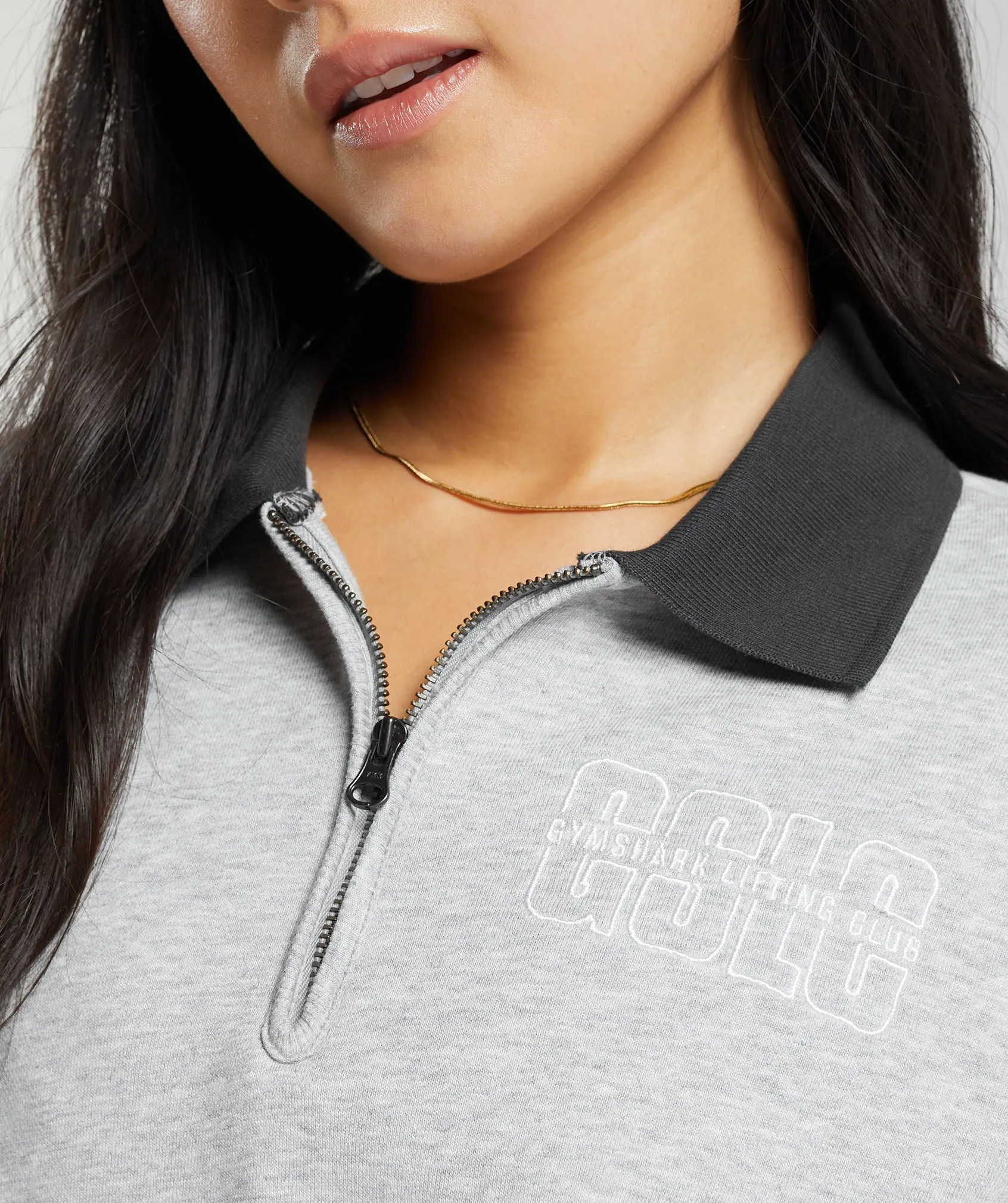 Gymshark Outline Graphic Oversized 1/4 Zip Pullover - Light Grey Core Marl