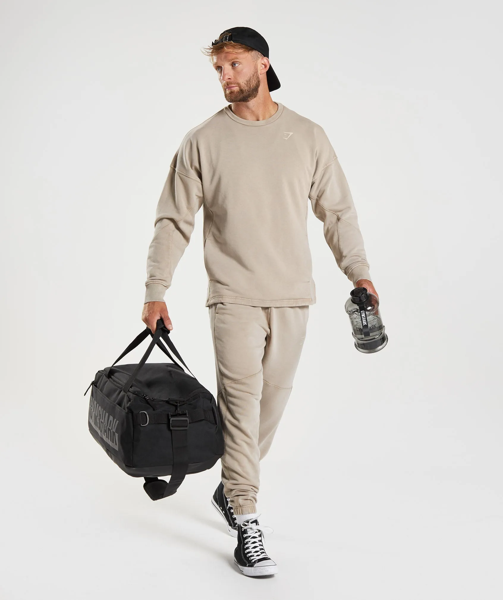 Gymshark Power Washed Crew - Cement Brown