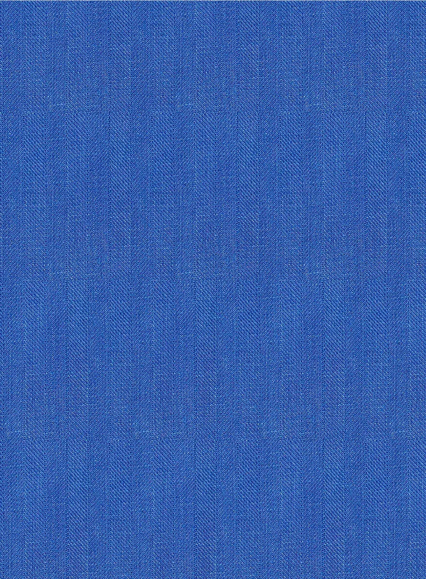Italian Prato Electric Blue Herringbone Linen Pants