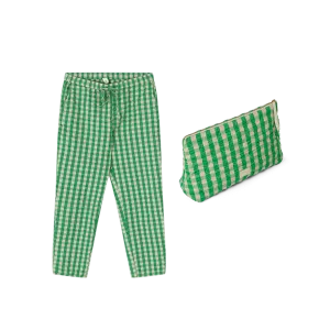 JUNA Karla Toiletry Bag & Barbara Lounge Pant Set, Green/Sand