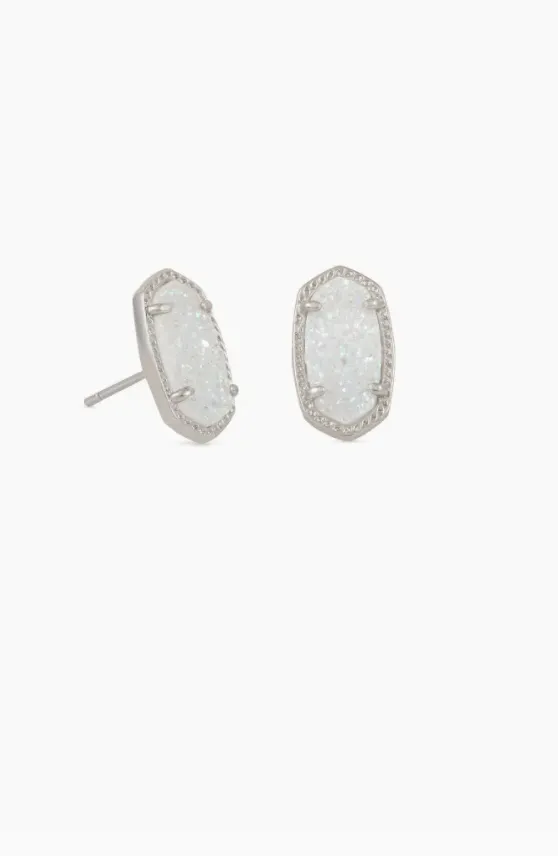 Kendra Scott Ellie Silver Stud Earrings In Iridescent Drusy