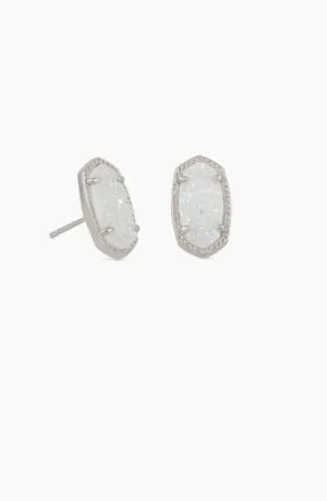 Kendra Scott Ellie Silver Stud Earrings In Iridescent Drusy