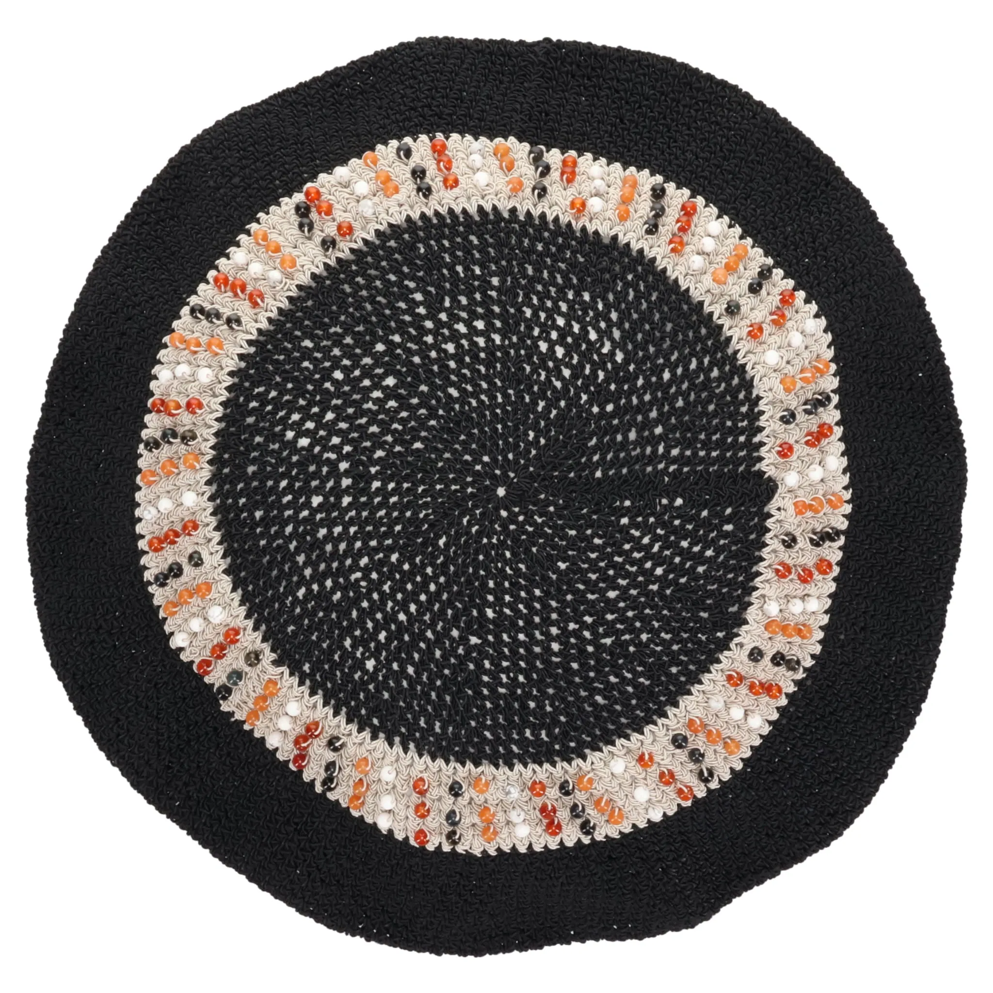 KNITTING BEADS BERET HAT / BLACK