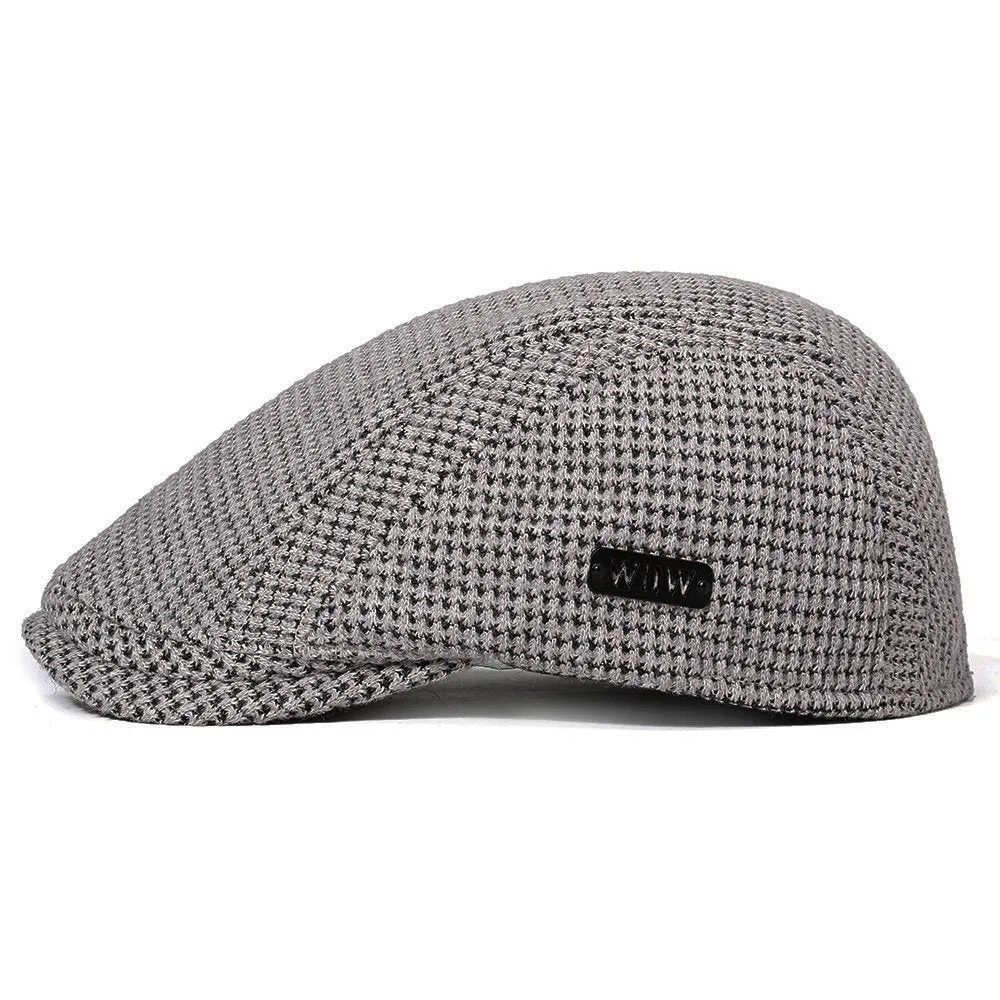 Men Cotton Gatsby Flat Beret Cap Adjustable Knit Ivy Hat Golf Hunting Driving Cabbie Hat