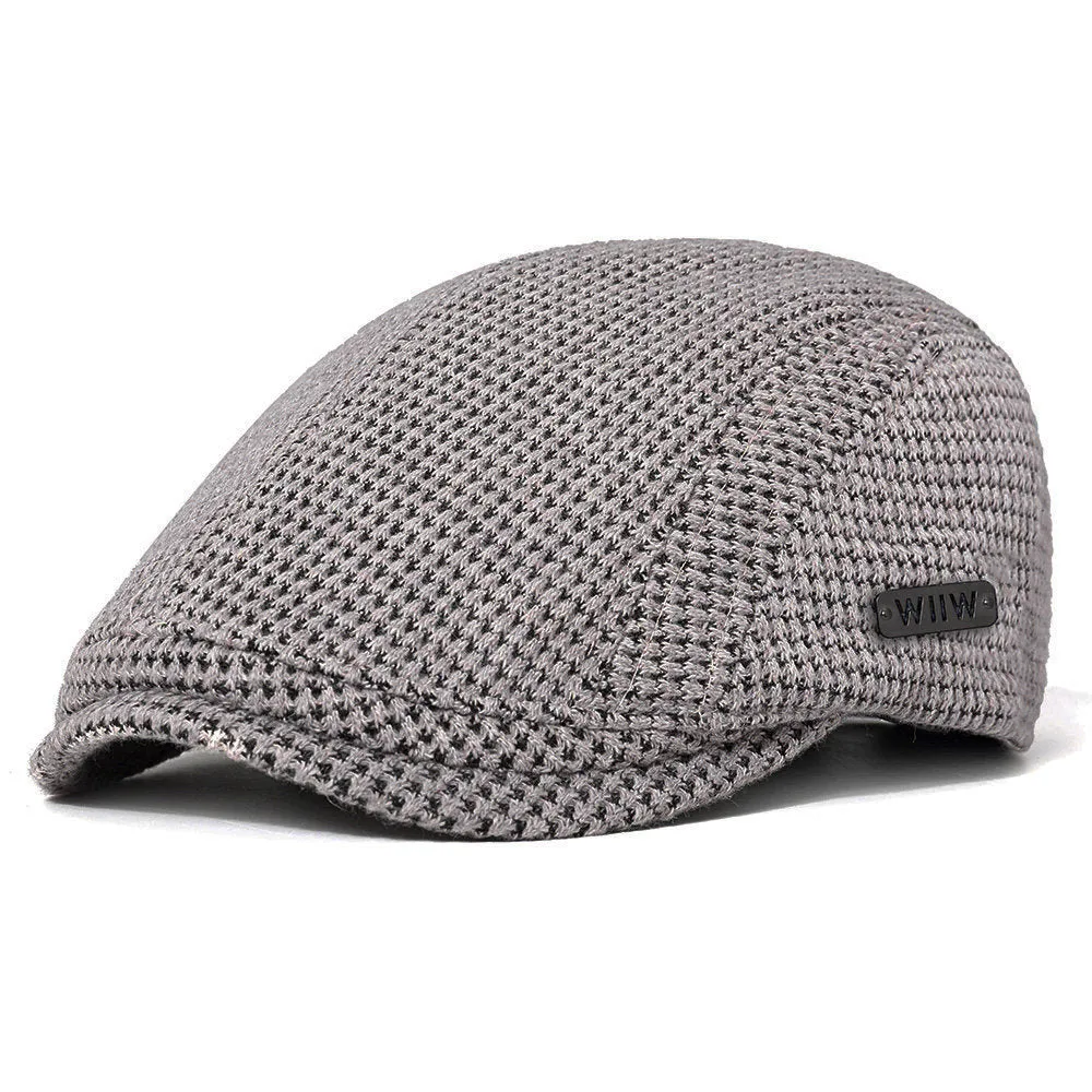 Men Cotton Gatsby Flat Beret Cap Adjustable Knit Ivy Hat Golf Hunting Driving Cabbie Hat