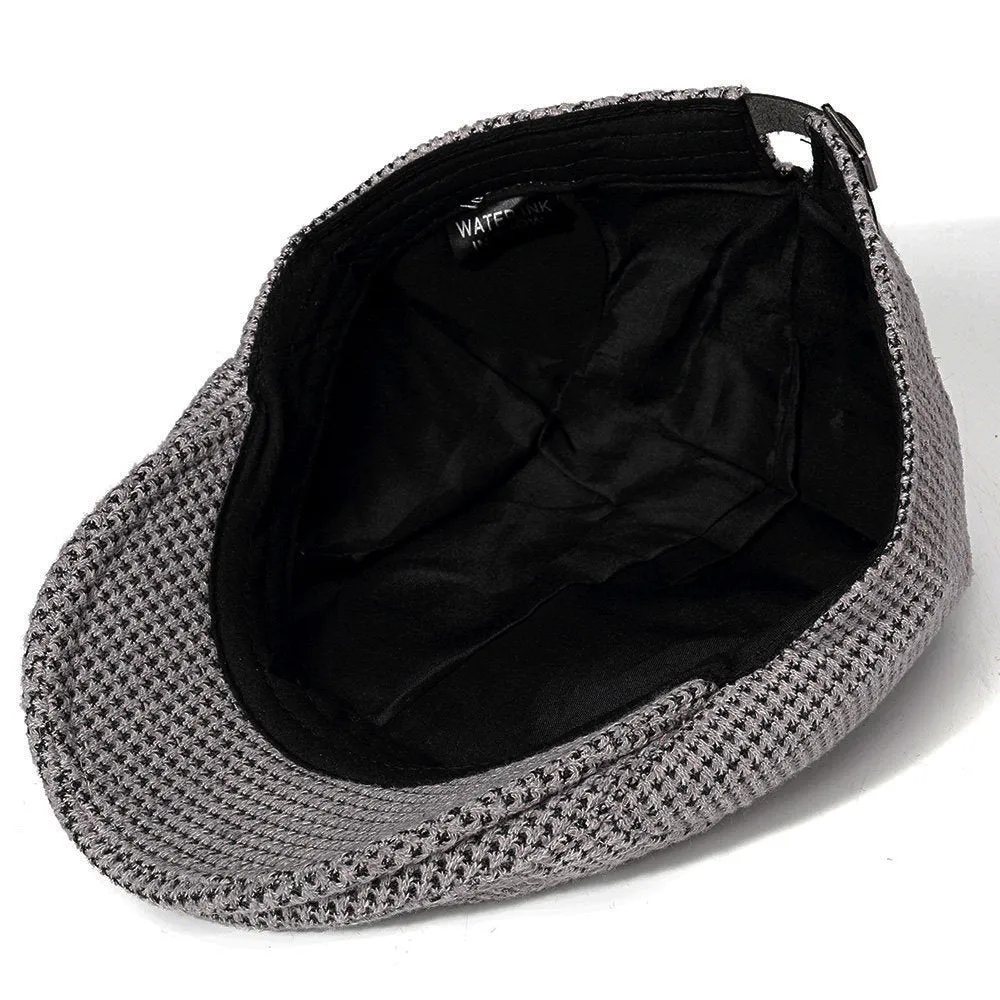 Men Cotton Gatsby Flat Beret Cap Adjustable Knit Ivy Hat Golf Hunting Driving Cabbie Hat