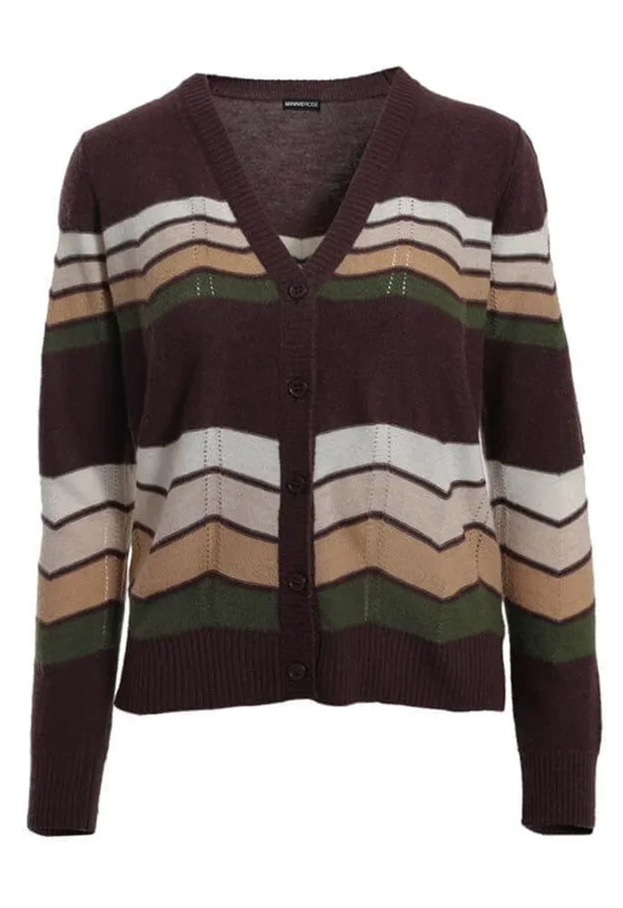 Minnie Rose Cashmere Chevron Cardigan
