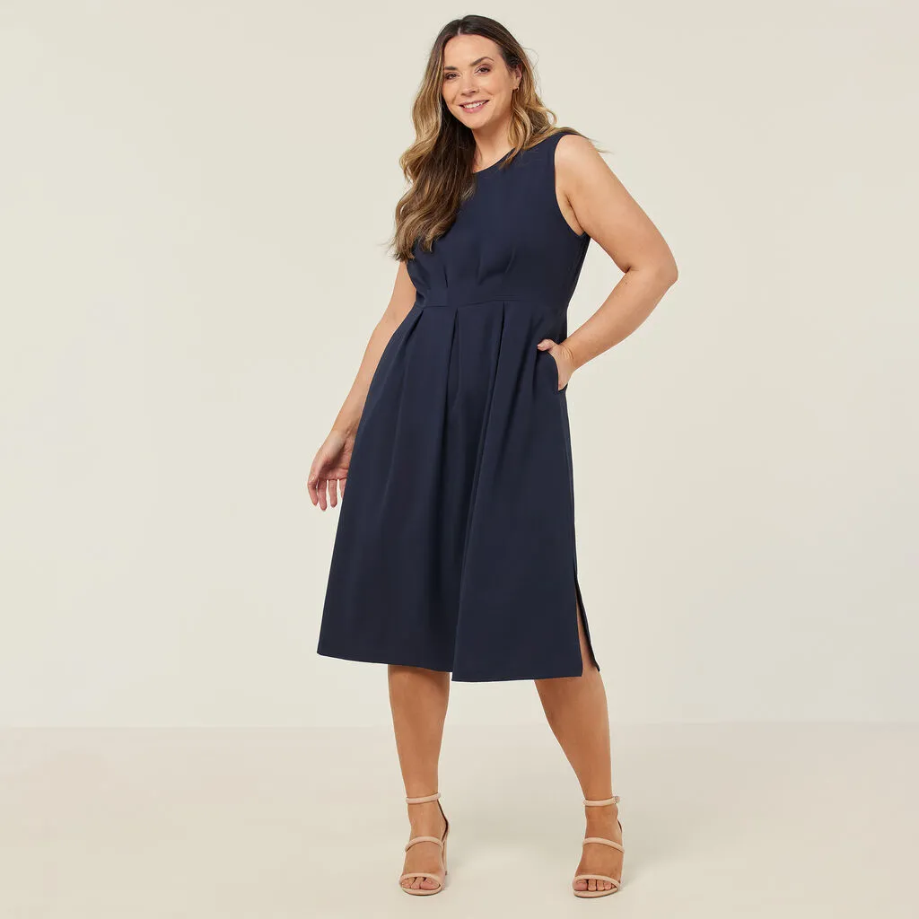 NNT Uniforms Crepe Stretch Sleeveless Fit & Flare Dress (CAT69T)