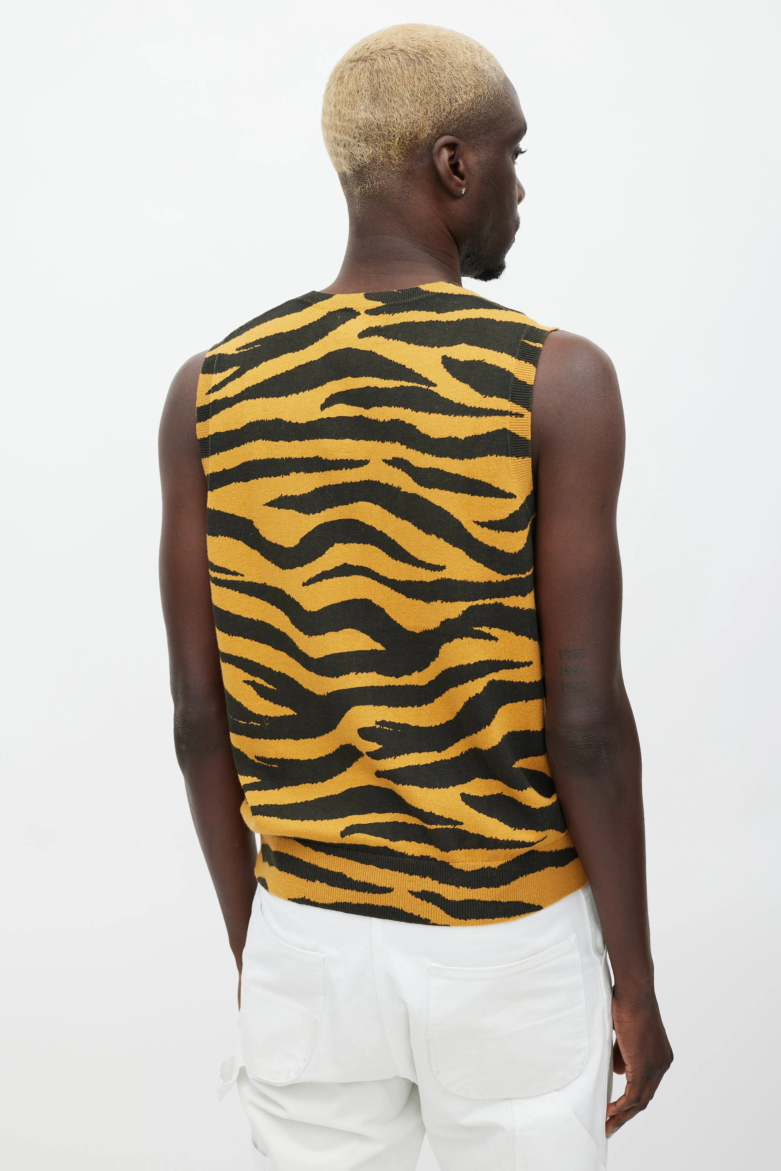 Orange & Black Knit Patterned Vest